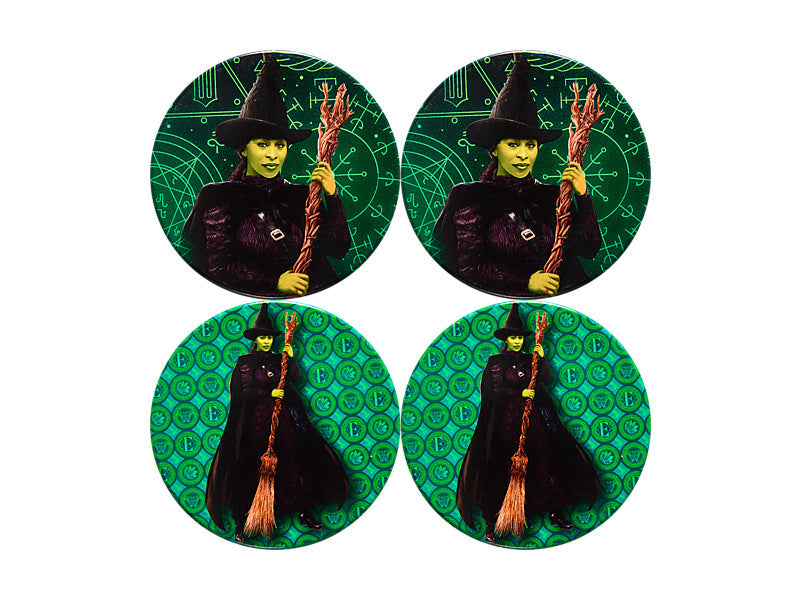 Maxwell & Williams Wicked Magical Ceramic Coaster Elphaba Green 10cm 4 Piece