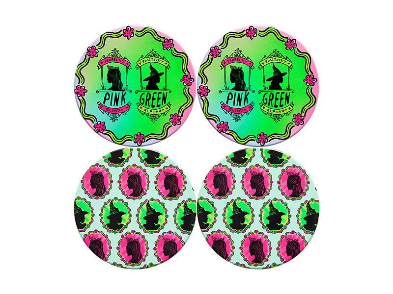Maxwell & Williams Wicked Magical Ceramic Coaster 10cm Positively Perfect Green & Pink 4 Piece