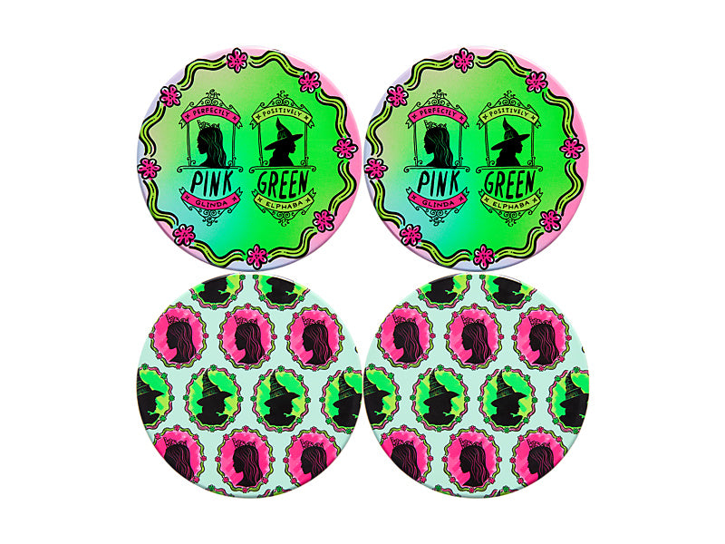 Maxwell & Williams Wicked Magical Ceramic Coaster 10cm Positively Perfect Green & Pink 4 Piece