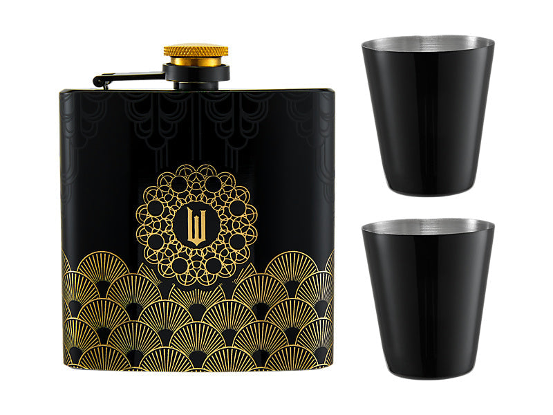 Maxwell & Williams Wicked Wizard's Palace Hip Flask Set Black 4 Piece