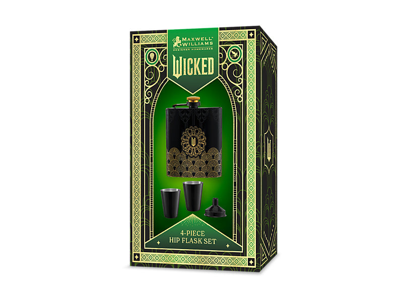 Maxwell & Williams Wicked Wizard's Palace Hip Flask Set Black 4 Piece