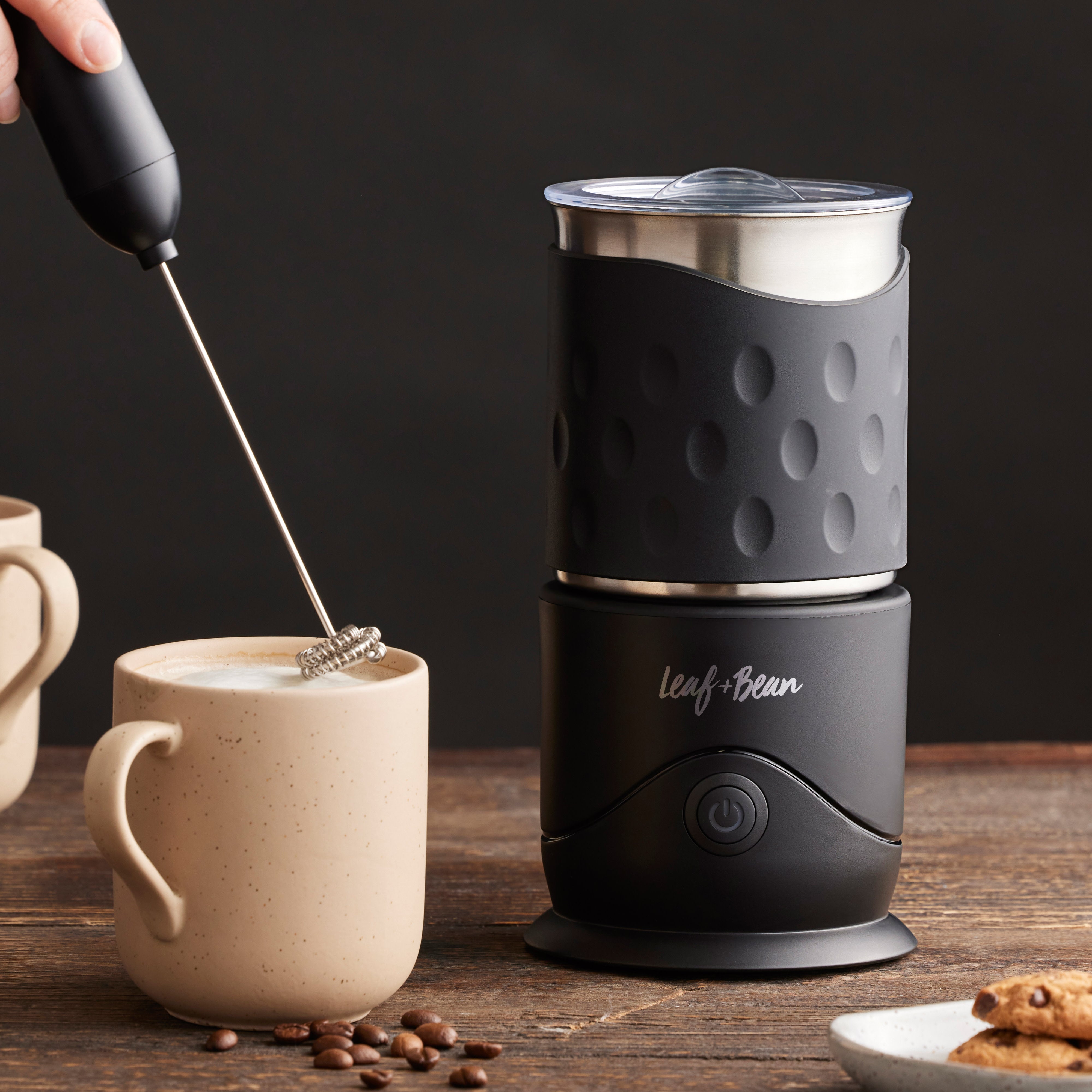 Leaf & Bean Electric Magnetic Milk Frother & Warmer Matte Black