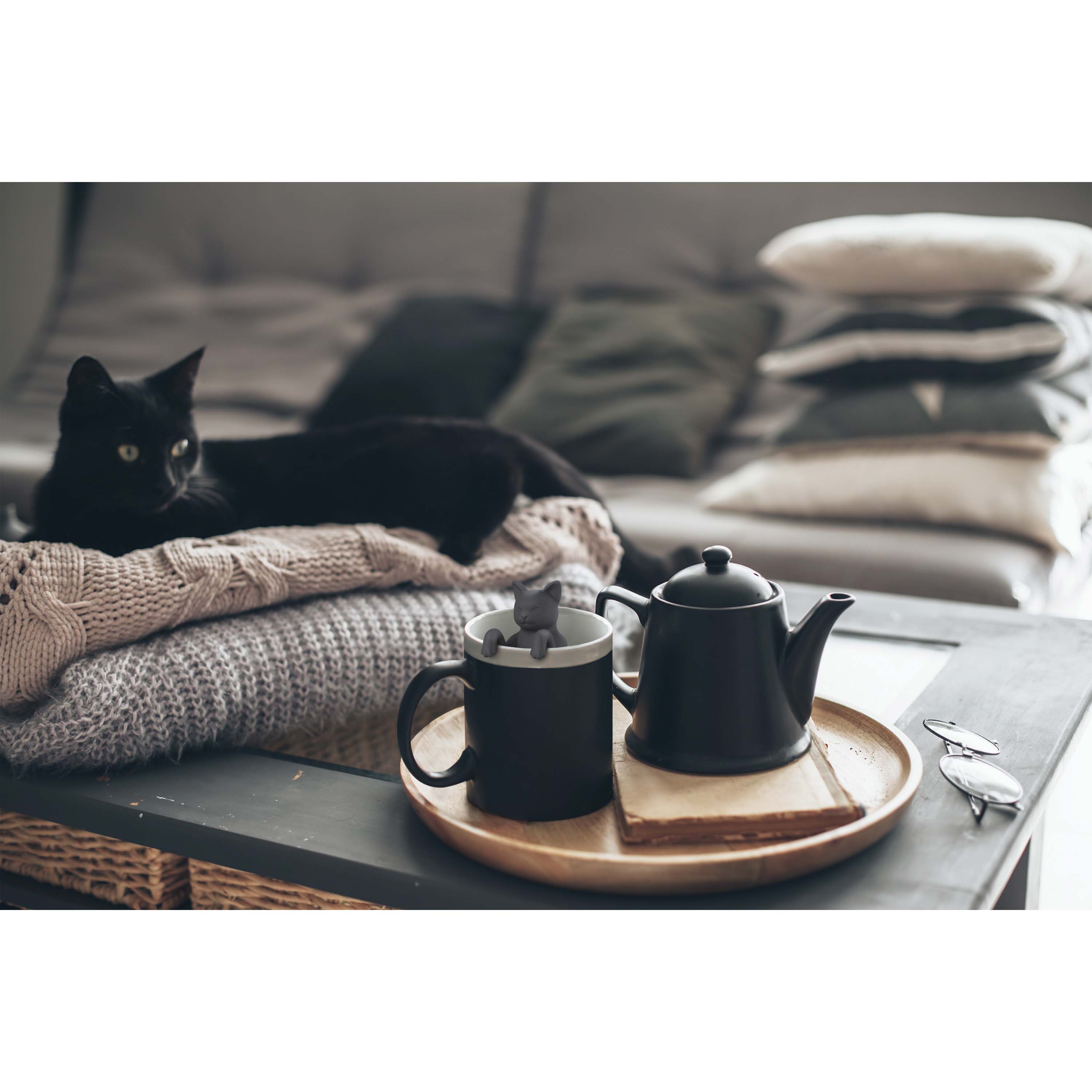 Fred Purr Tea Cat Tea Infuser Black