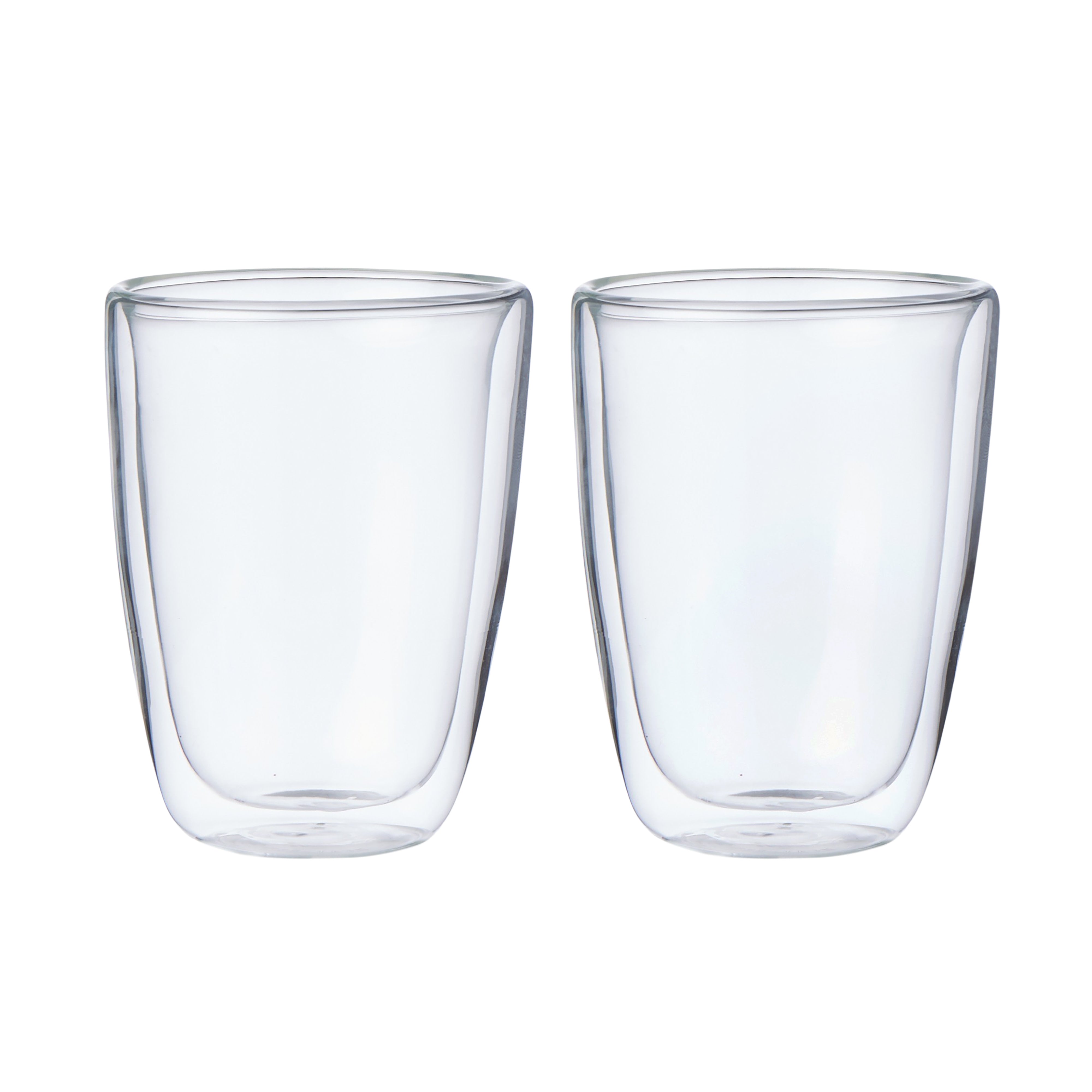 Leaf & Bean Double Wall Glass 2 Piece Set 350ml Wide Clear