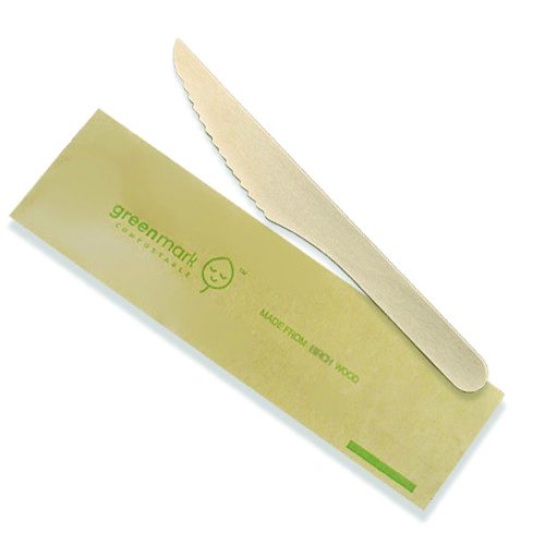 ecoware Wooden Knife 165mm Individually Wrapped (Carton of 500)