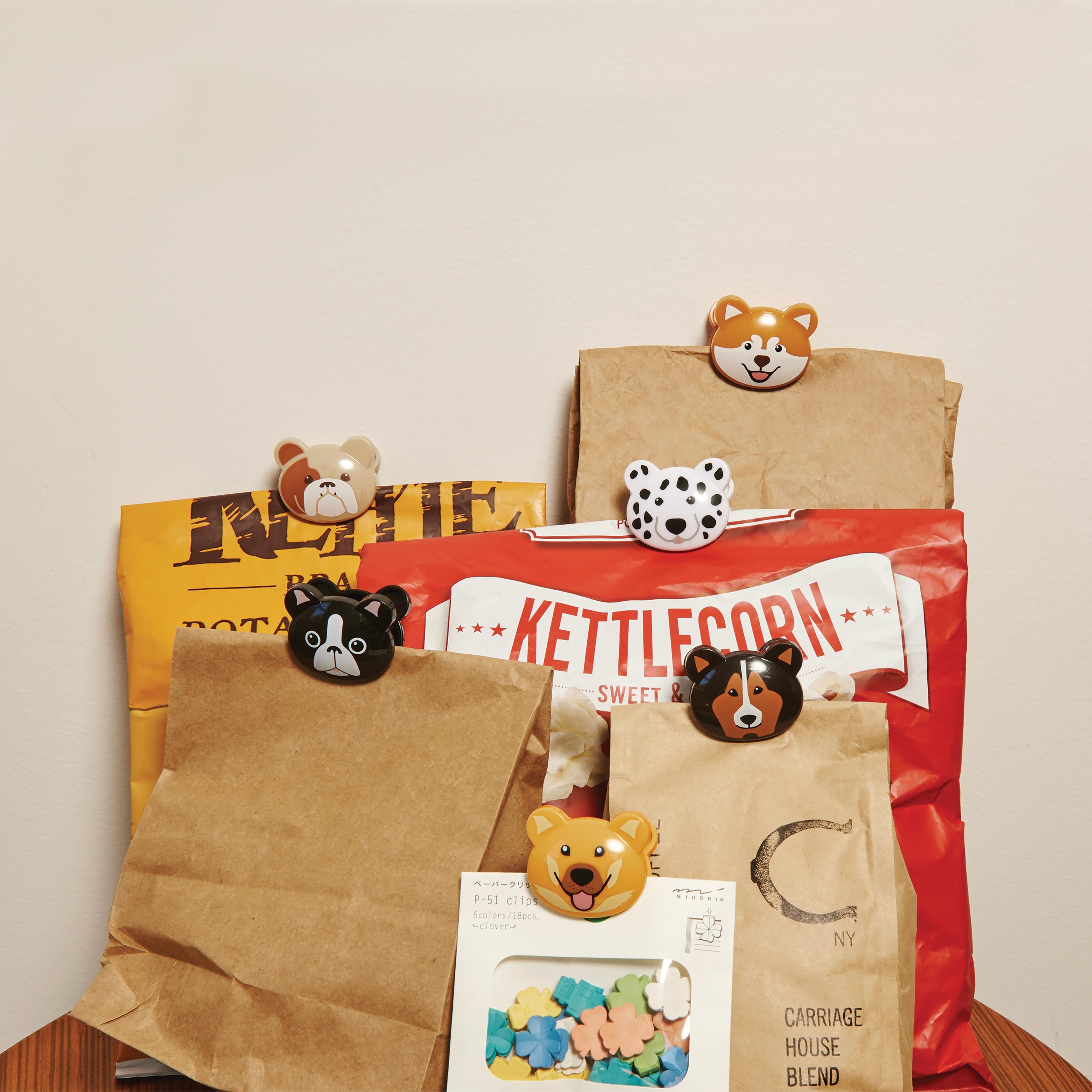 Kikkerland Doggie Bag Clips 6 Piece Set Multi-Coloured