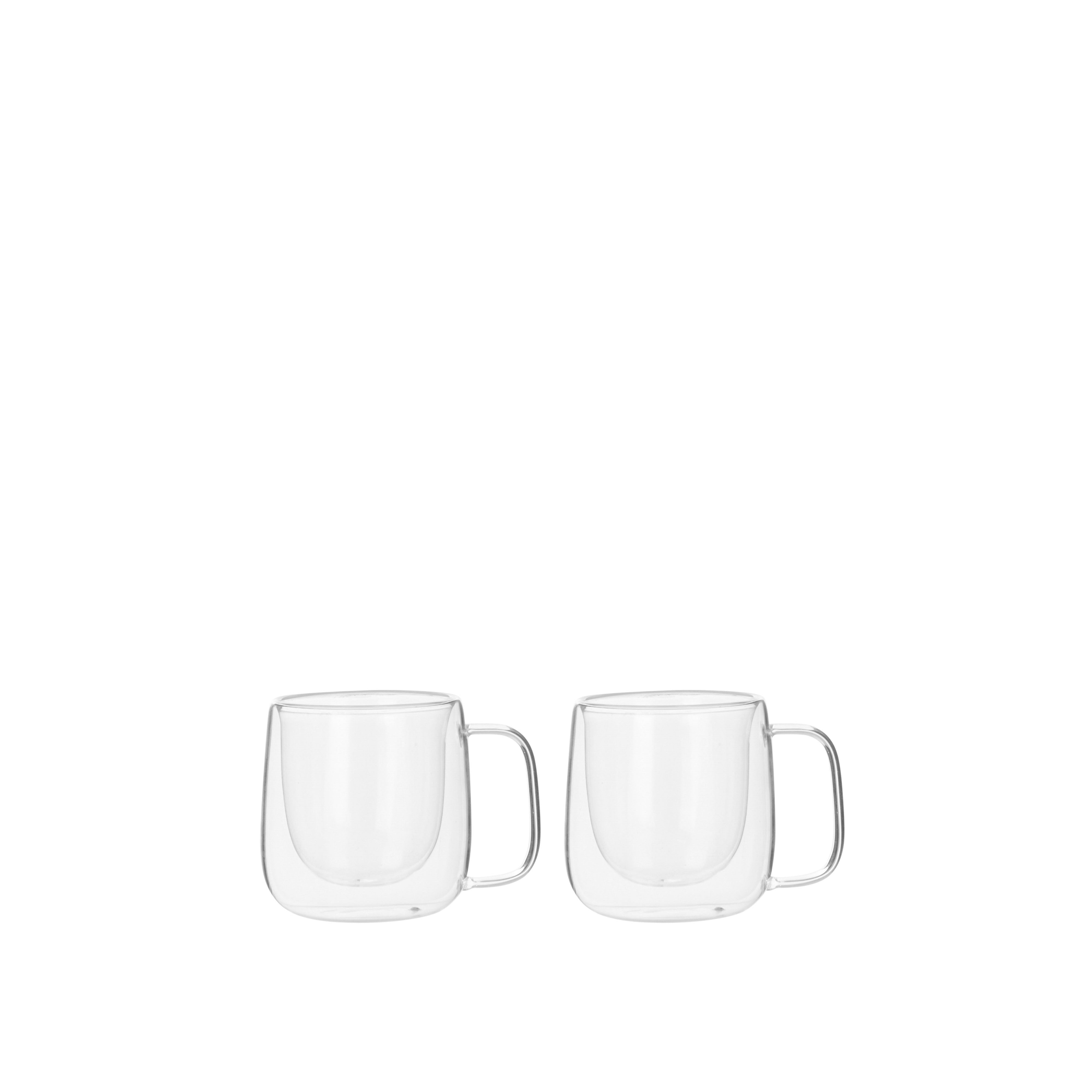 Leaf & Bean Double Wall Glass Mug 2 Piece Set 80ml Clear