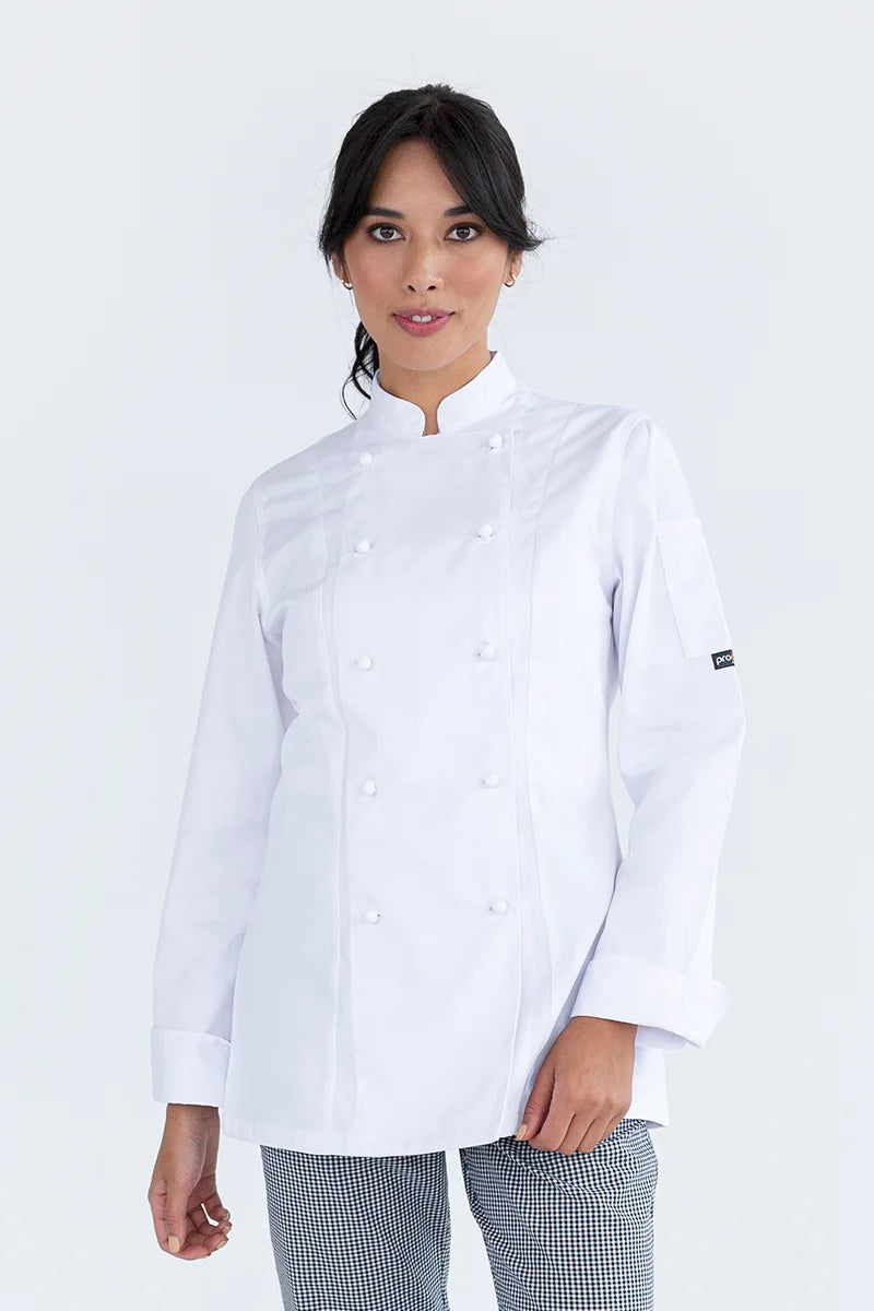 Aussie Chef Womens Traditional White Long Sleeve Jacket - Size 14