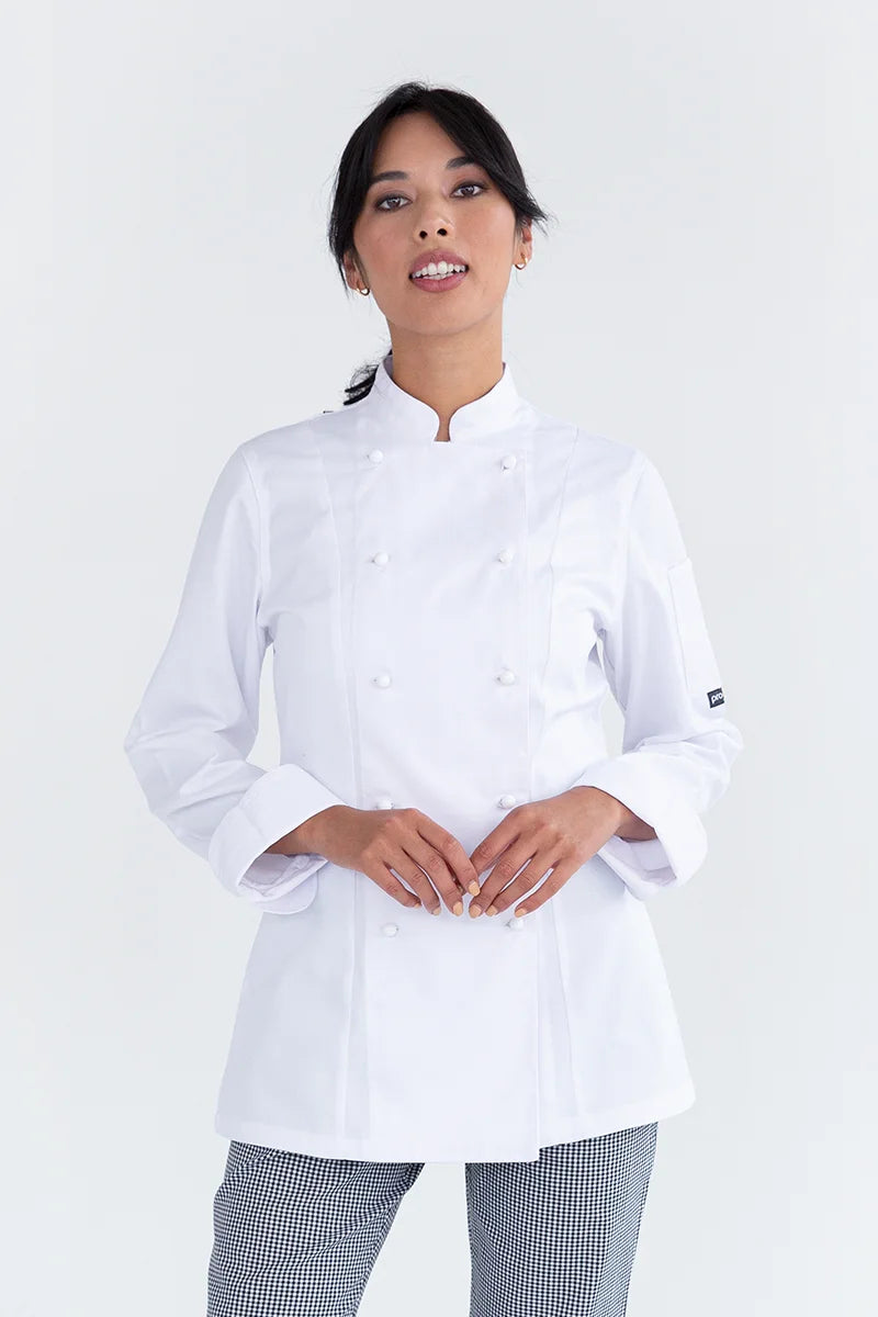 Aussie Chef Womens Traditional White Long Sleeve Jacket - Size 8