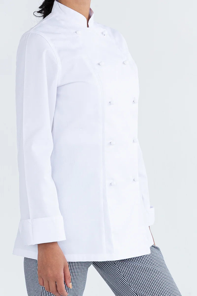 Aussie Chef Womens Traditional White Long Sleeve Jacket - Size 10