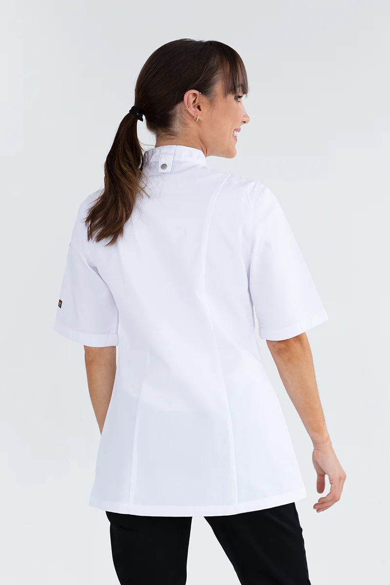 Aussie Chef Womens Traditional White Short Sleeve Jacket - Size 12