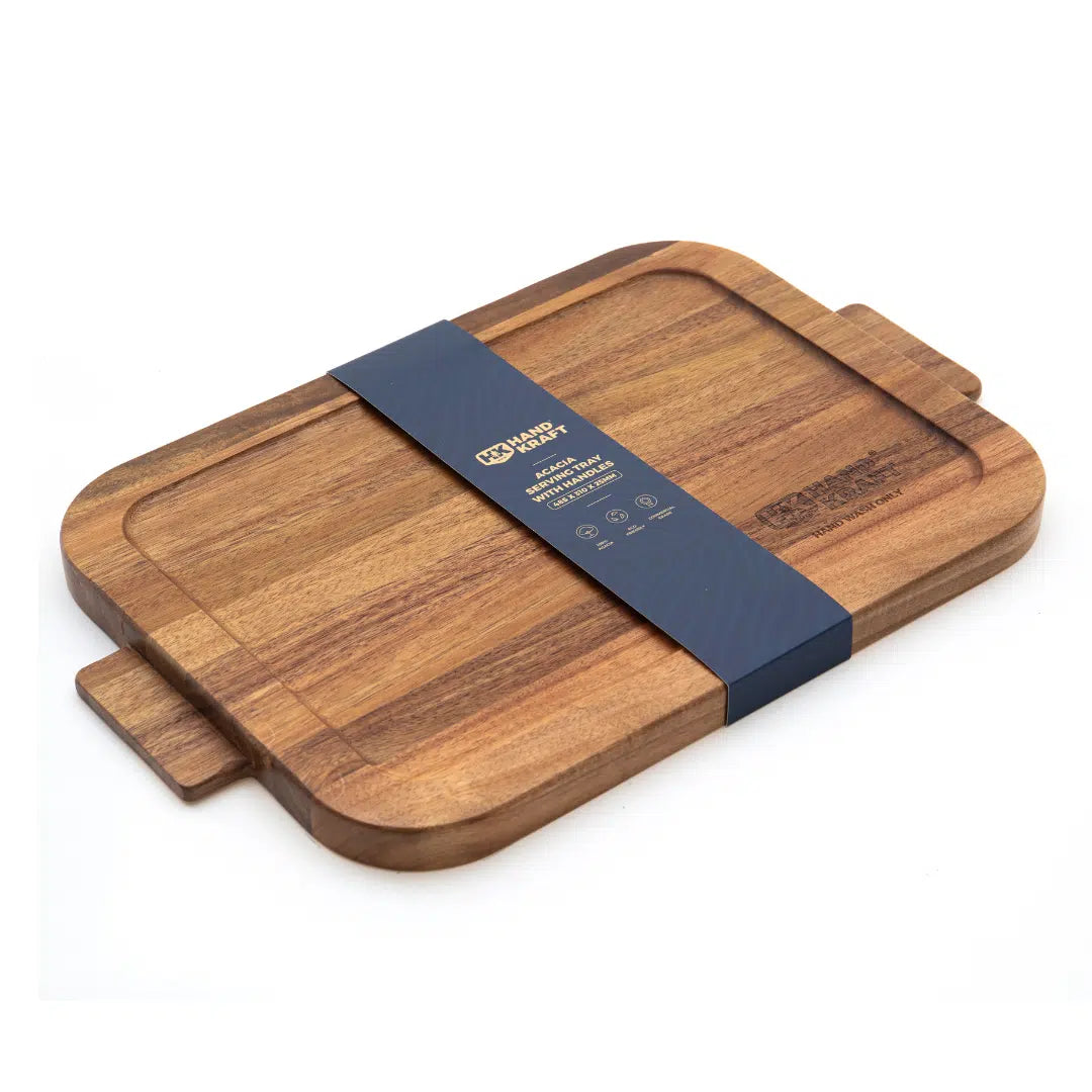 KH Hand Kraft Acacia Serving Tray with Handle 48.5 x 31cm