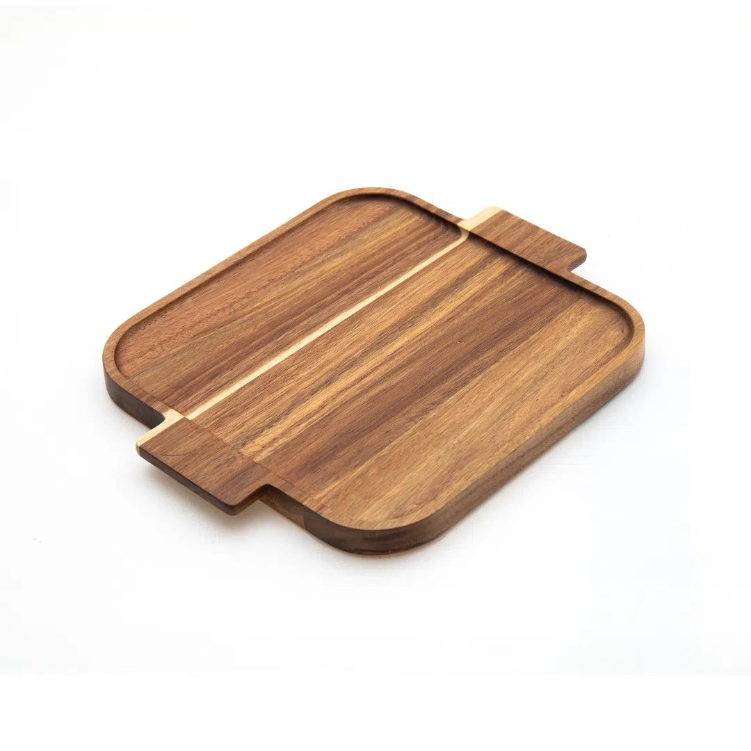 KH Hand Kraft Acacia Serving Tray with Handle 37.5 x 30cm
