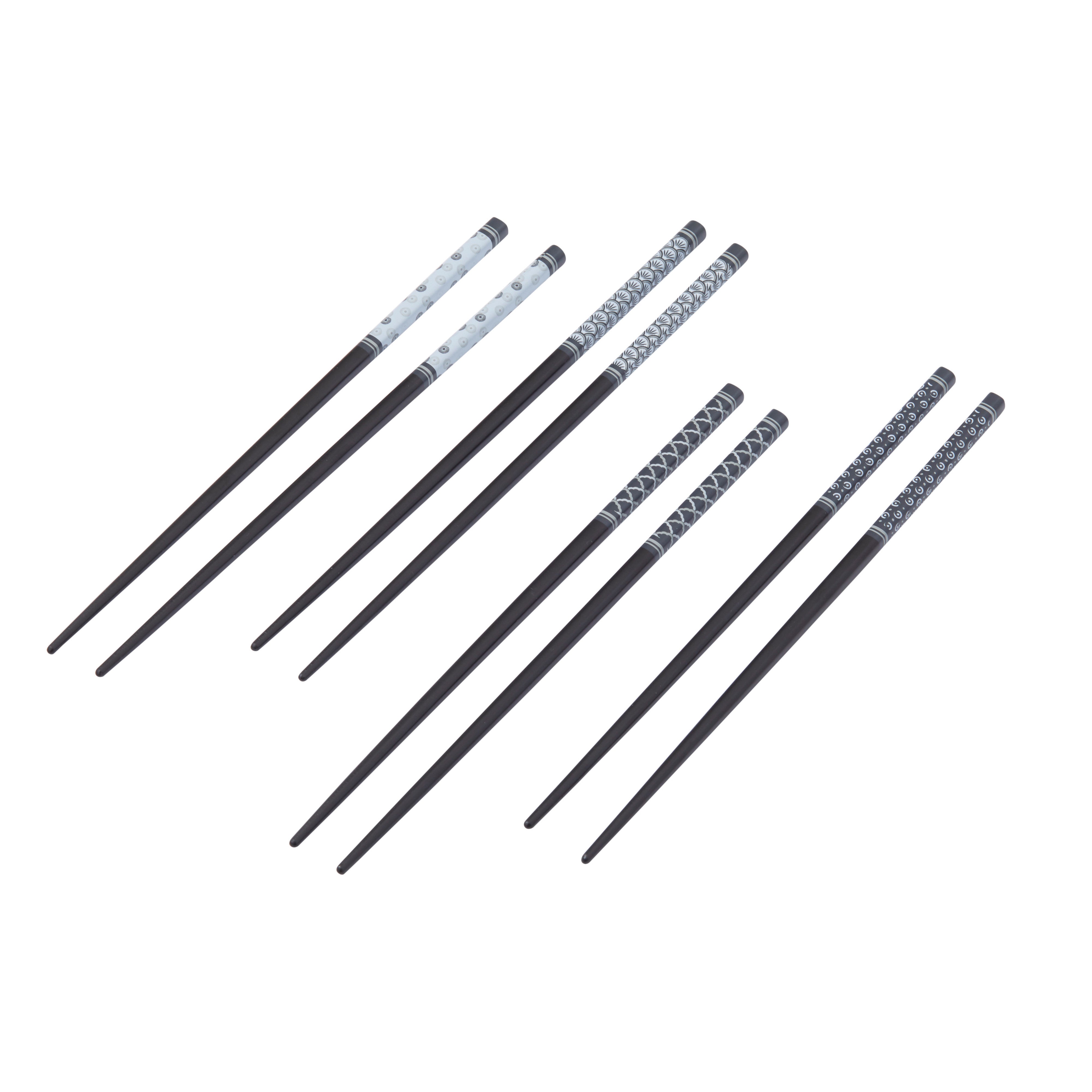 Davis & Waddell Bamboo Chopsticks 4 Pairs Set Black & White