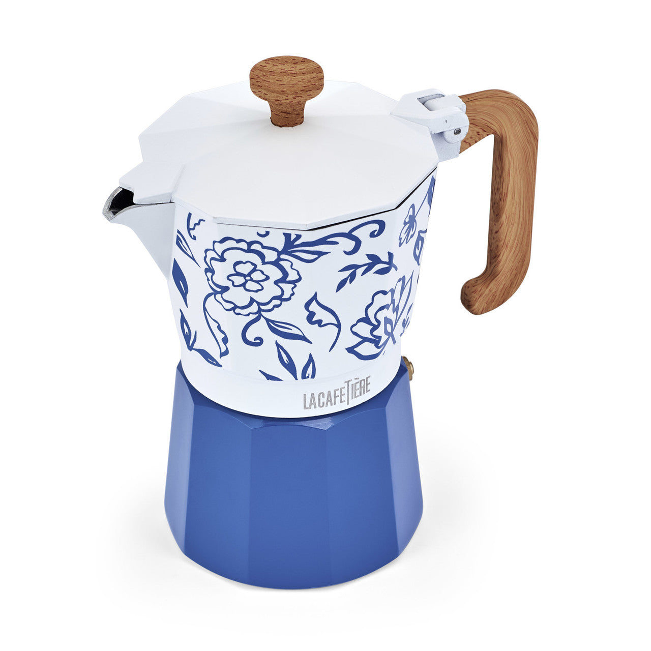 La Cafetière Venice Aluminium Espresso Maker 6 Cup / 290ml (Blu Fiorato)
