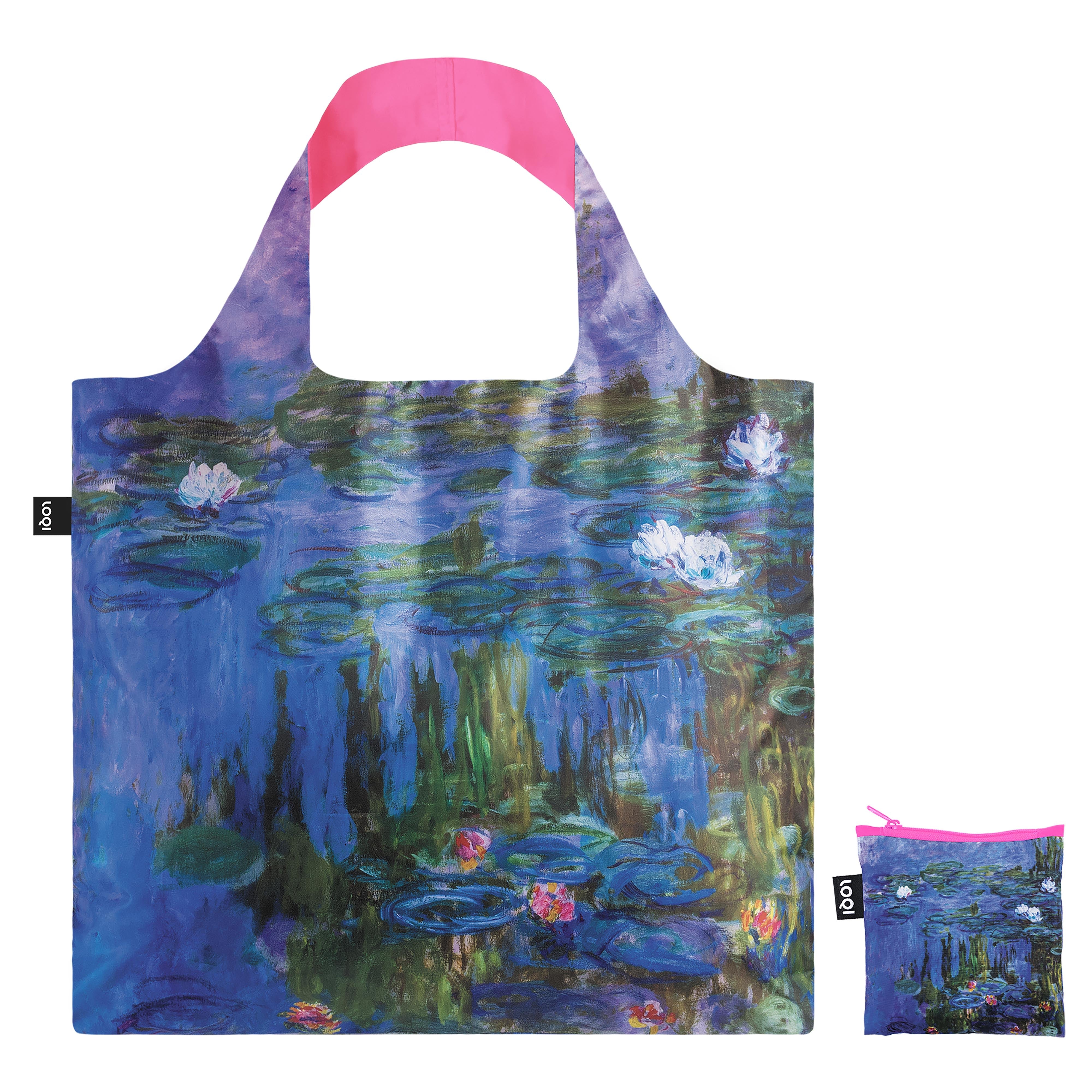 LOQI Claude Monet Water Lilies Neon Pink Tote Bag
