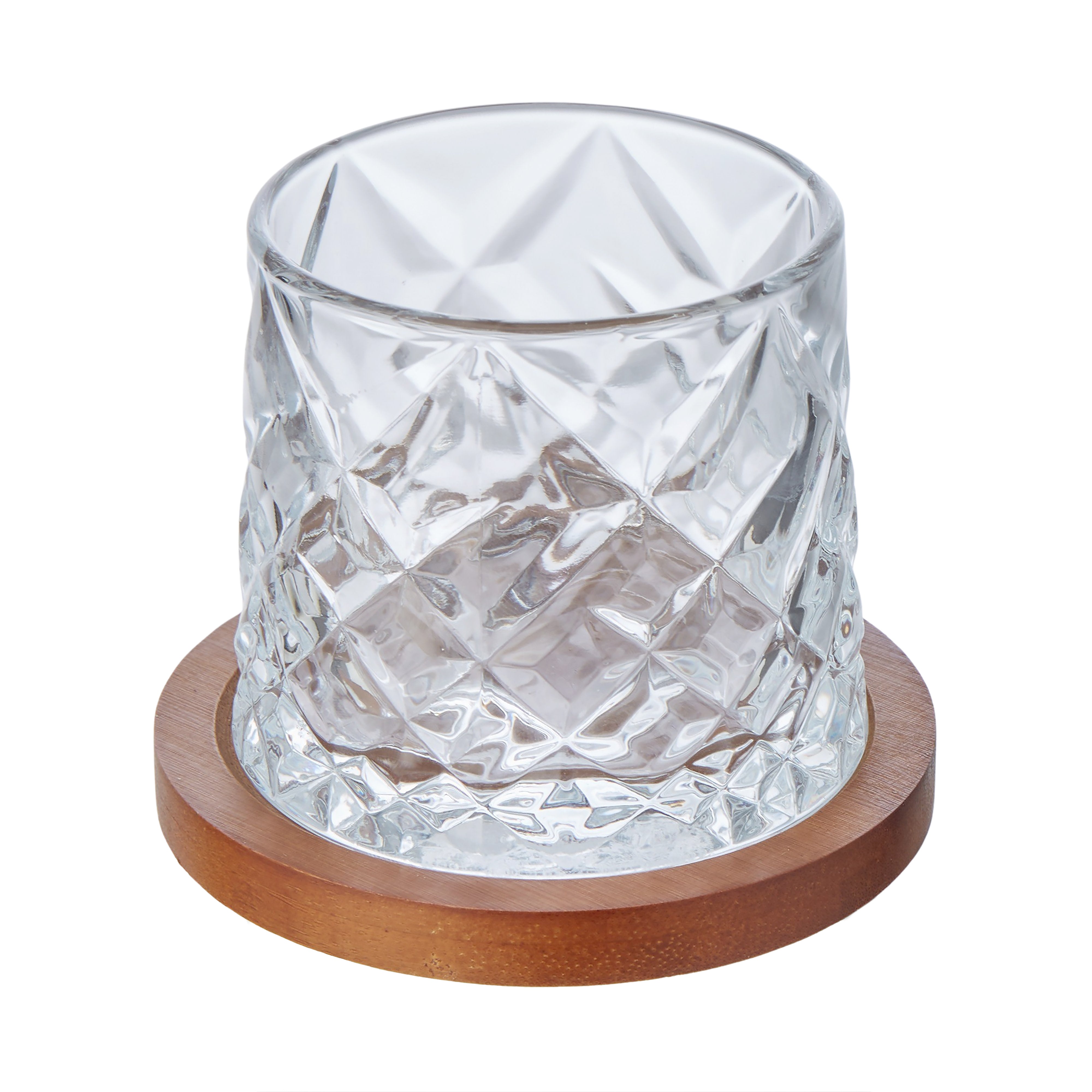 Davis & Waddell Fine Foods Etched Whisky Glasses with Coasters 2 Piece Set Clear