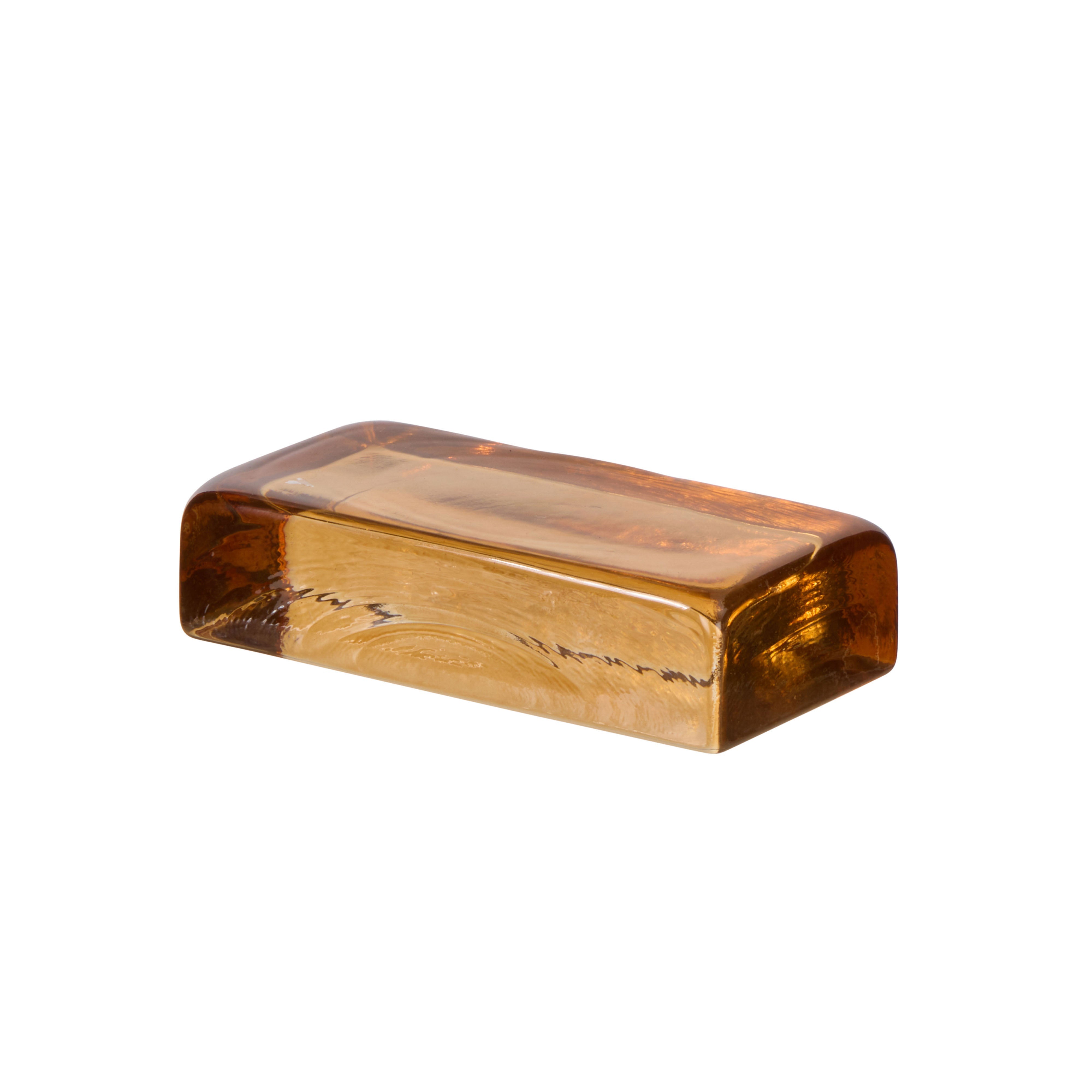 Amalfi Bernard Glass Brick Sculpture Amber