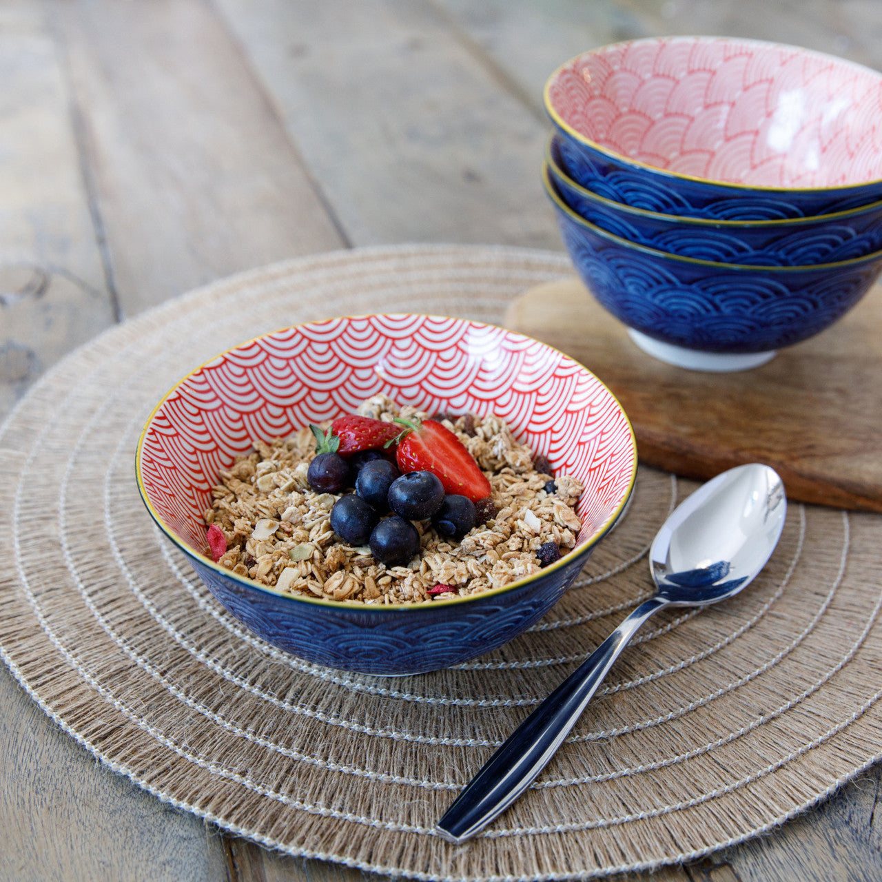 Mikasa Glazed Stoneware Bowl 15.5cm (Blue Arc)