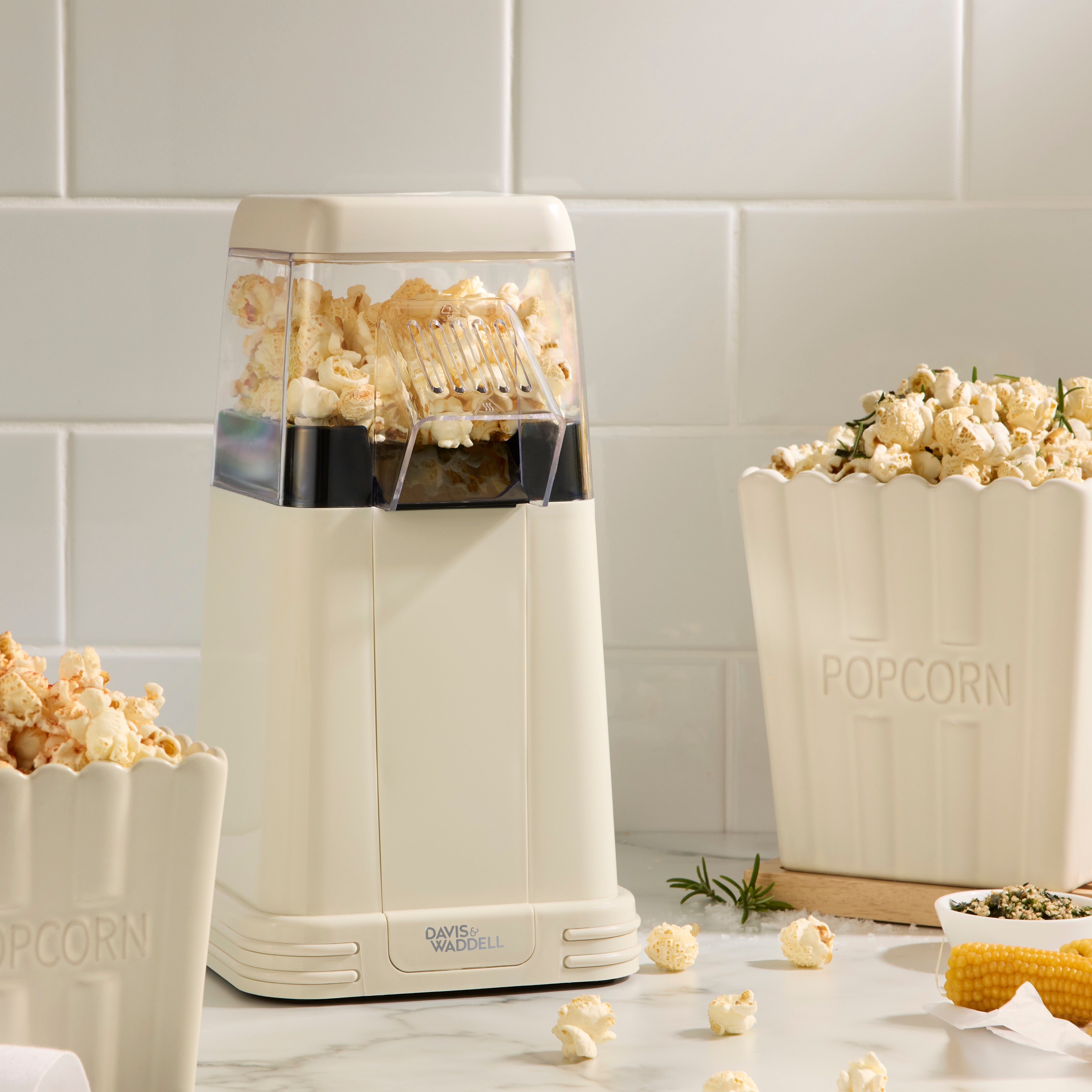 Davis & Waddell Peggy Small Stoneware Popcorn Bowls 2 Piece Set Off White
