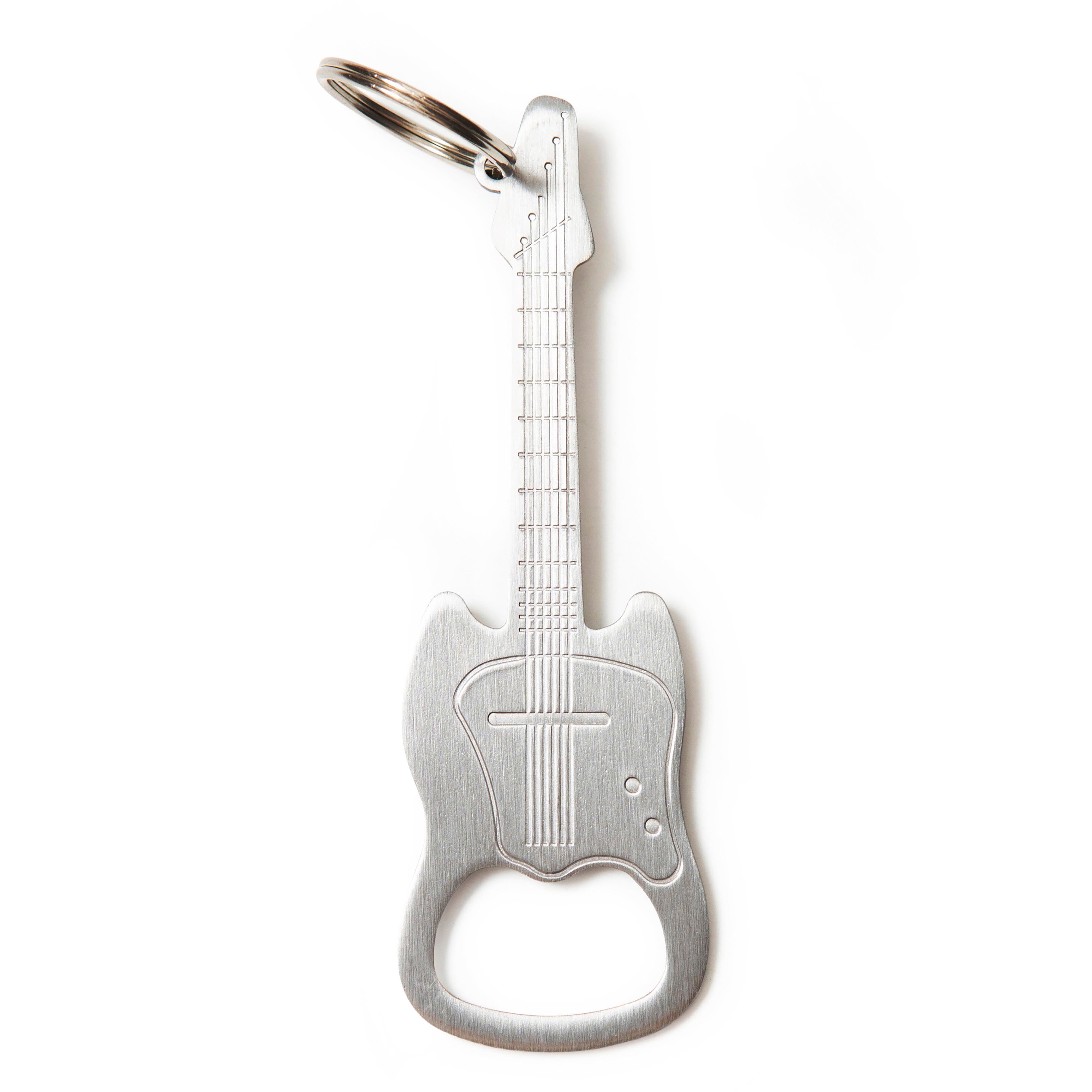 Kikkerland Guitar Keychain Bottle Opener Silver