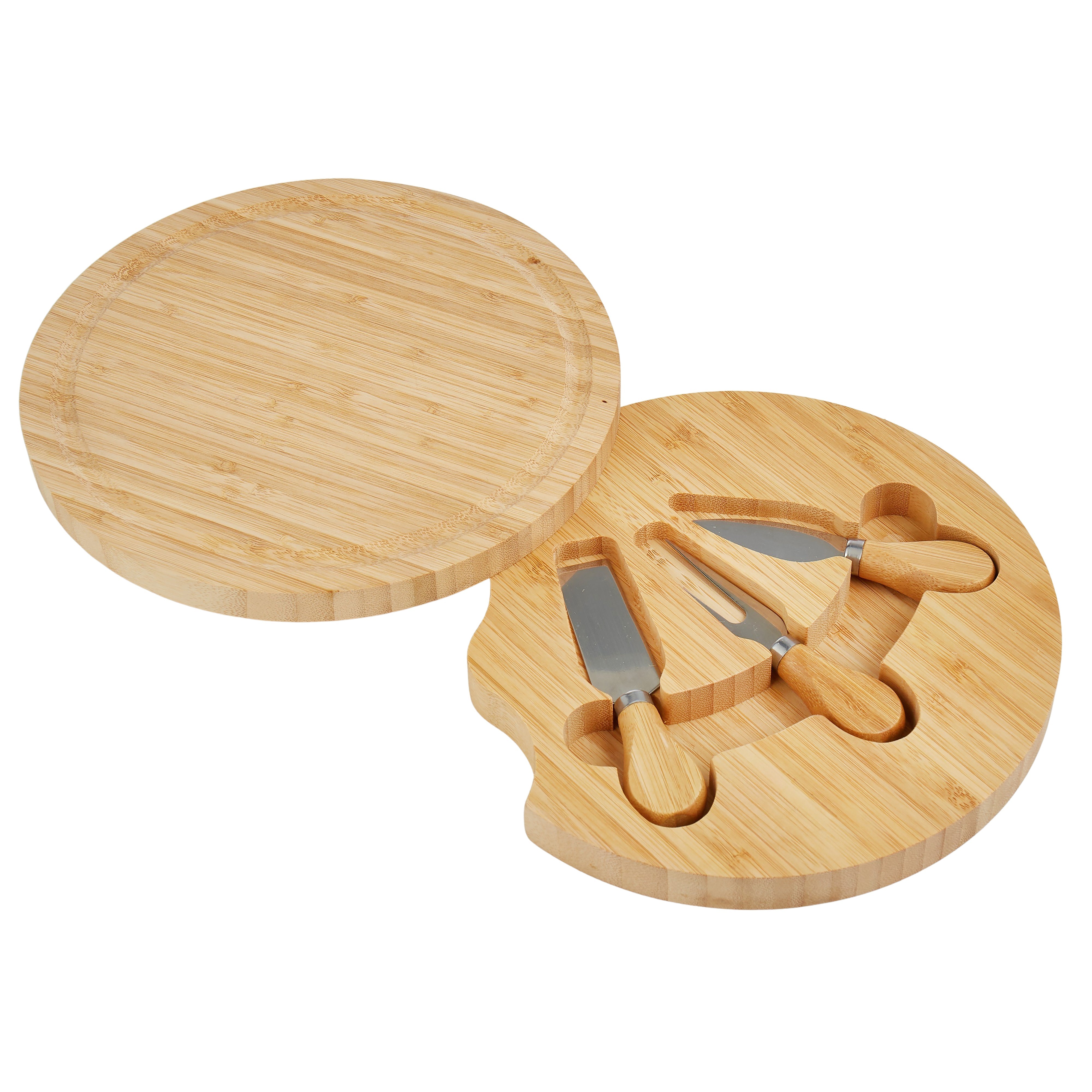 Davis & Waddell Bamboo Cheese Board with 3 Piece Set Knives Natural