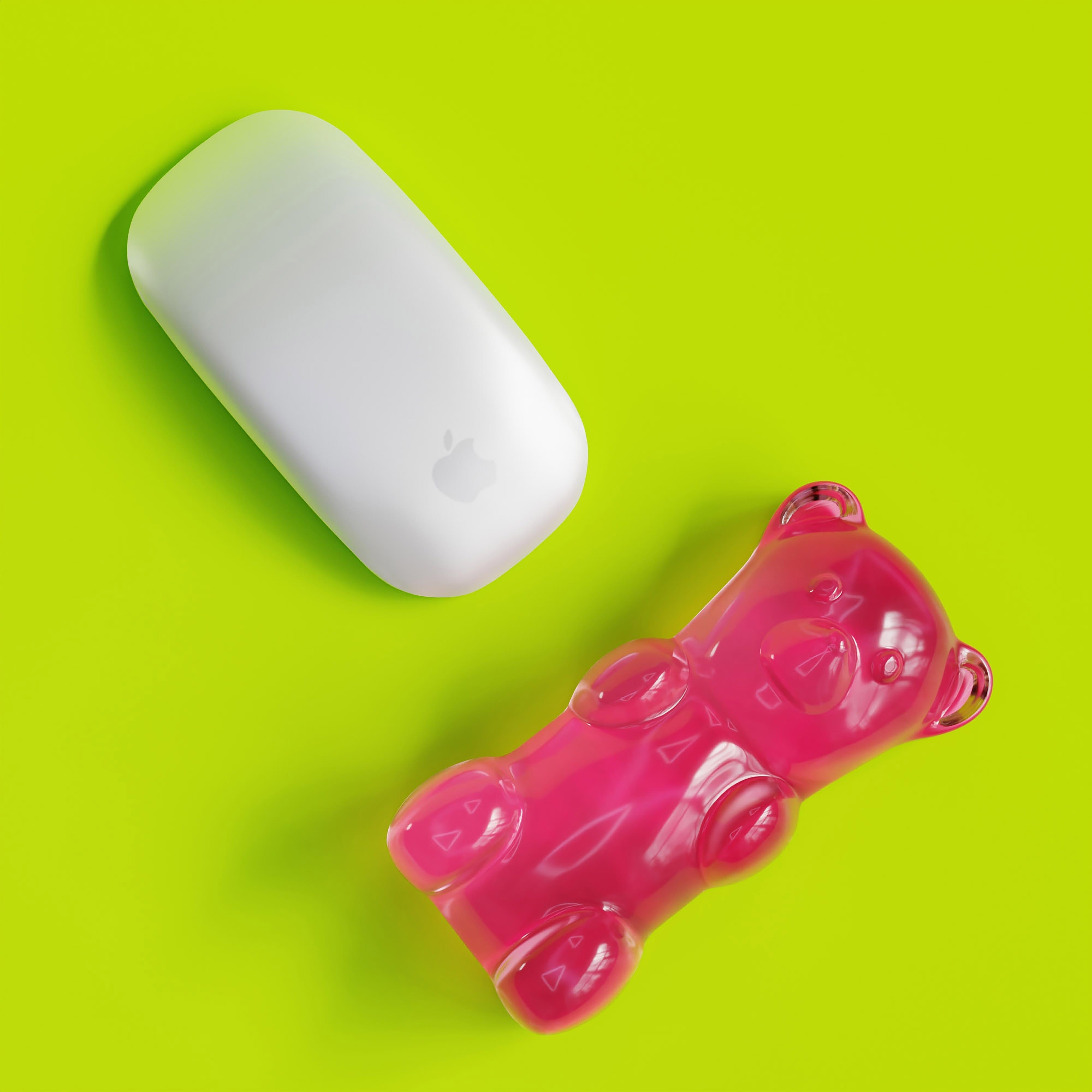 Mustard Gummy Bear Mouse Rest Pink