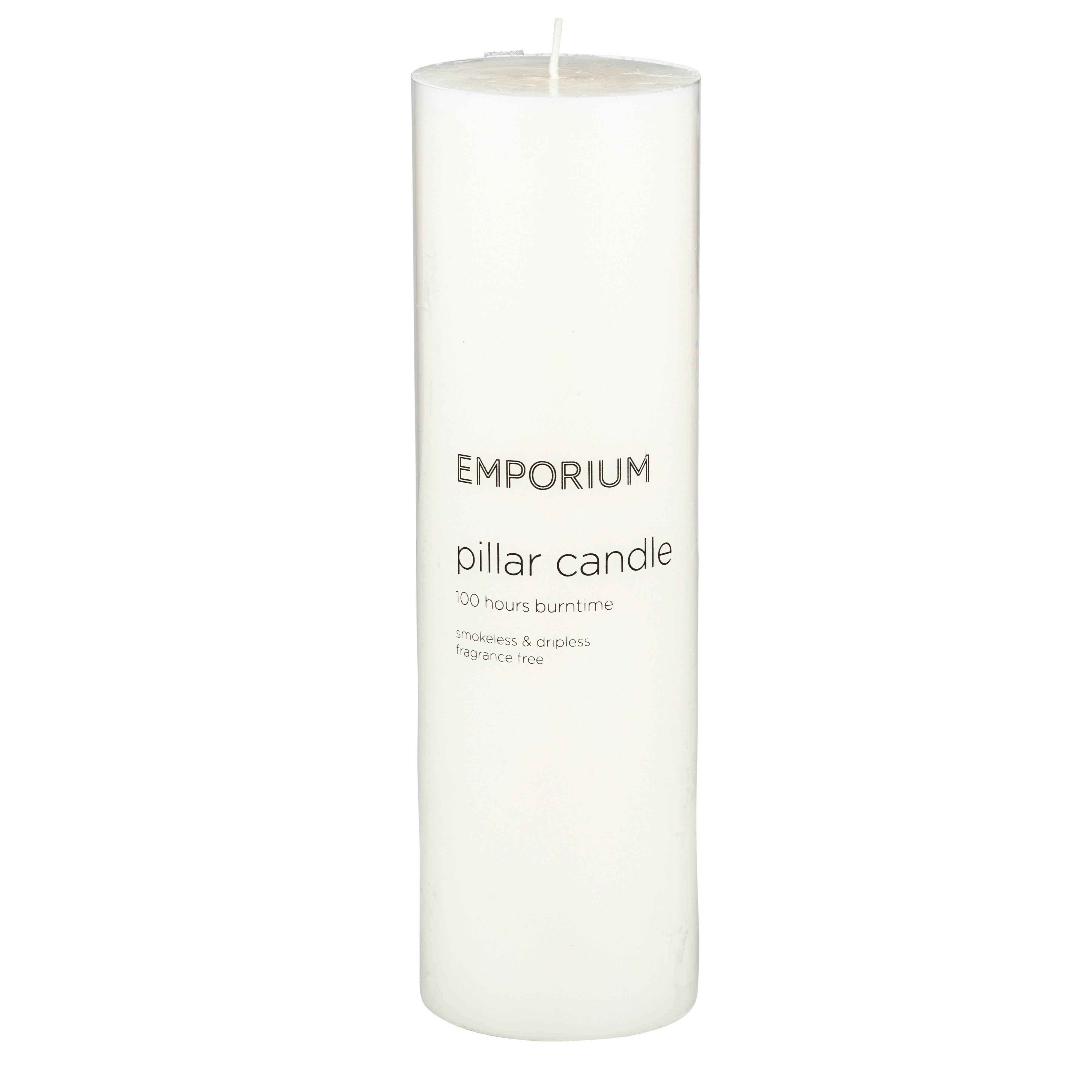 Emporium Pillar Candle 7.5 x 25cm White