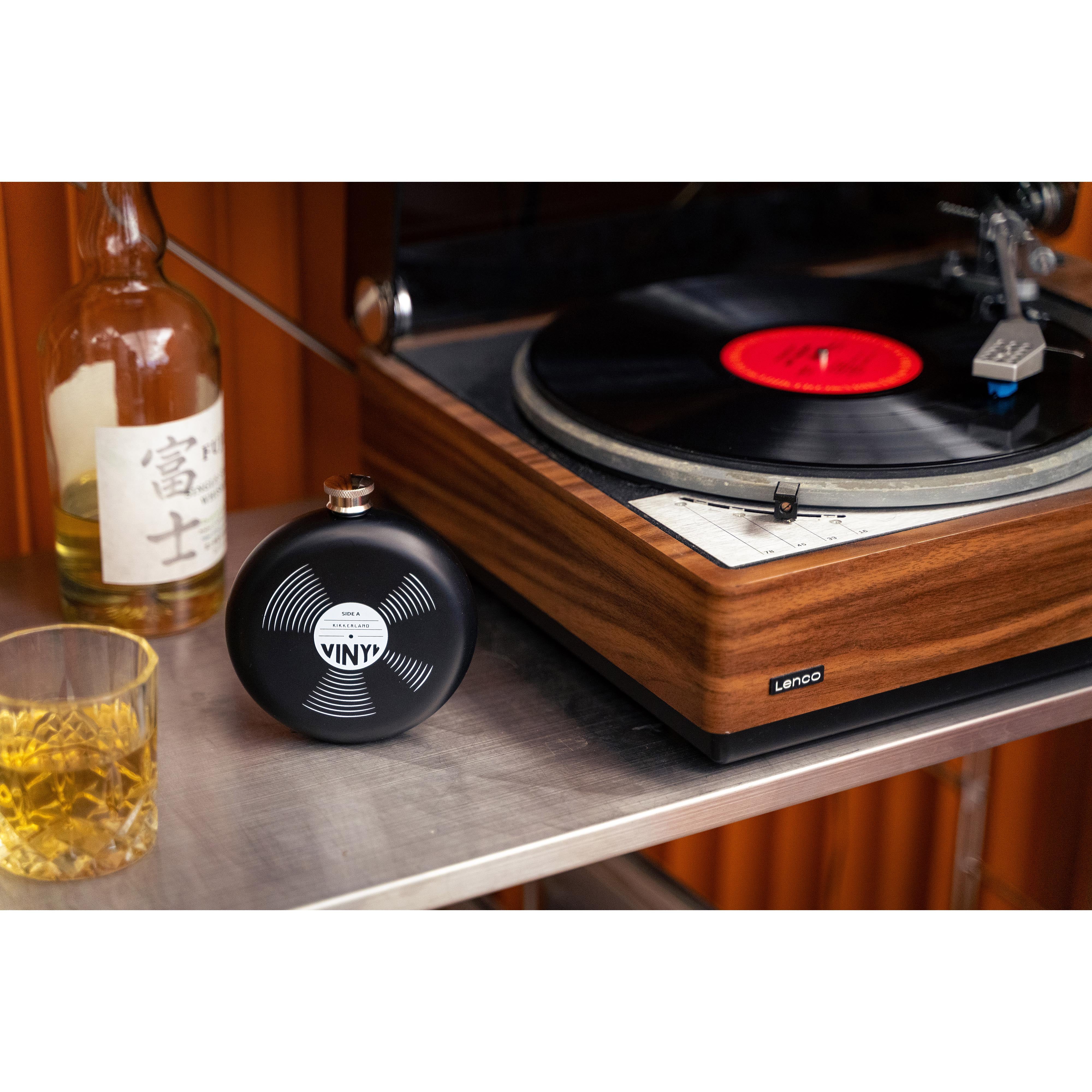 Kikkerland Record Hip Flask Black