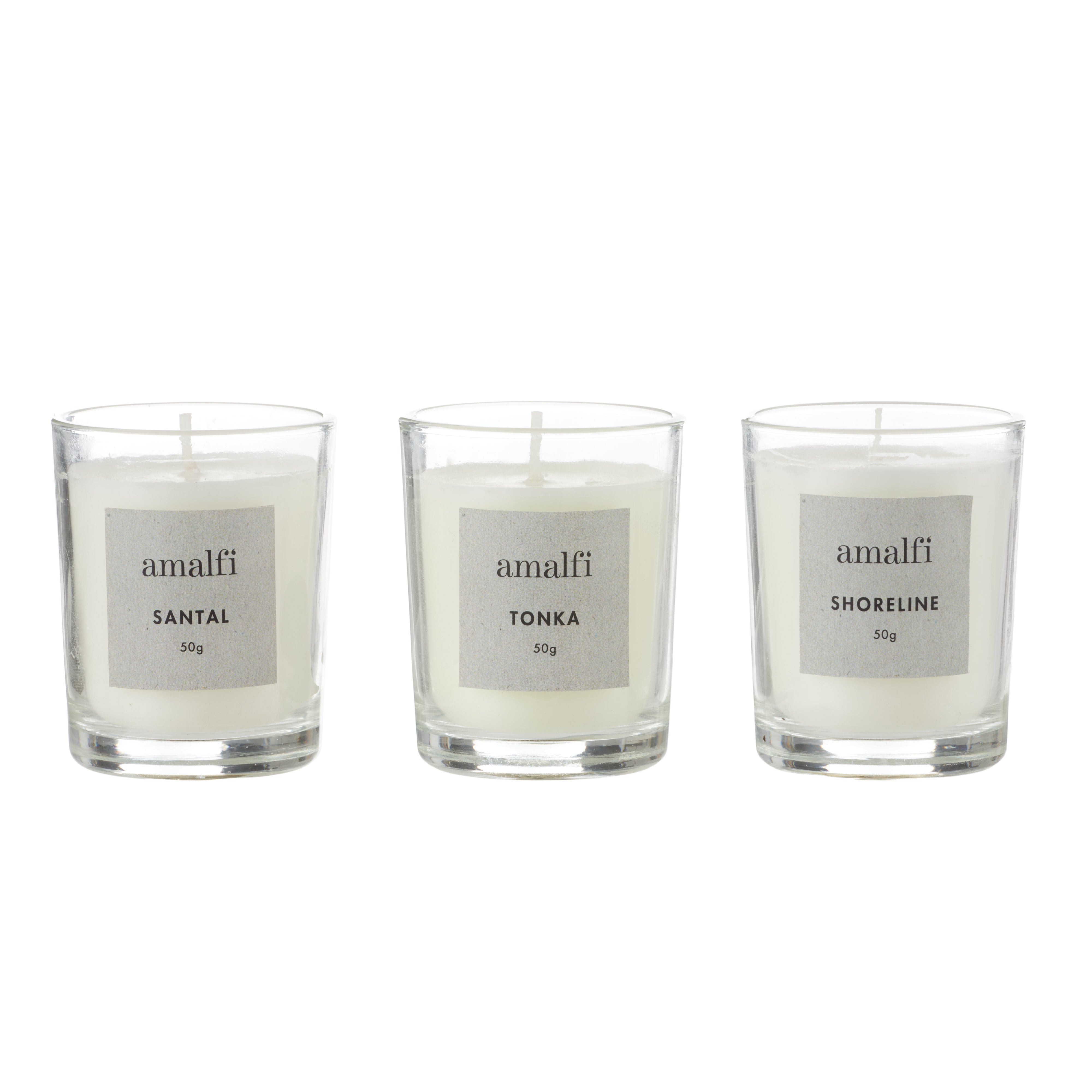 Amalfi Santal Tonka Shoreline Votives 3 Piece Set Taupe