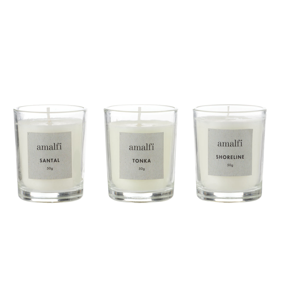 Amalfi Santal Tonka Shoreline Votives 3 Piece Set Taupe