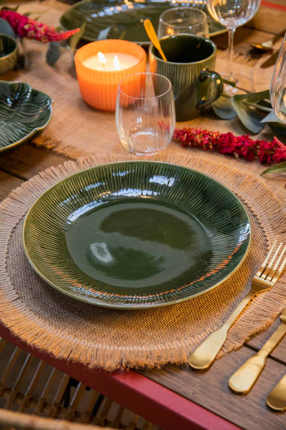Mikasa Hessian Round Placemat Set 4 Piece 38cm (Natural)
