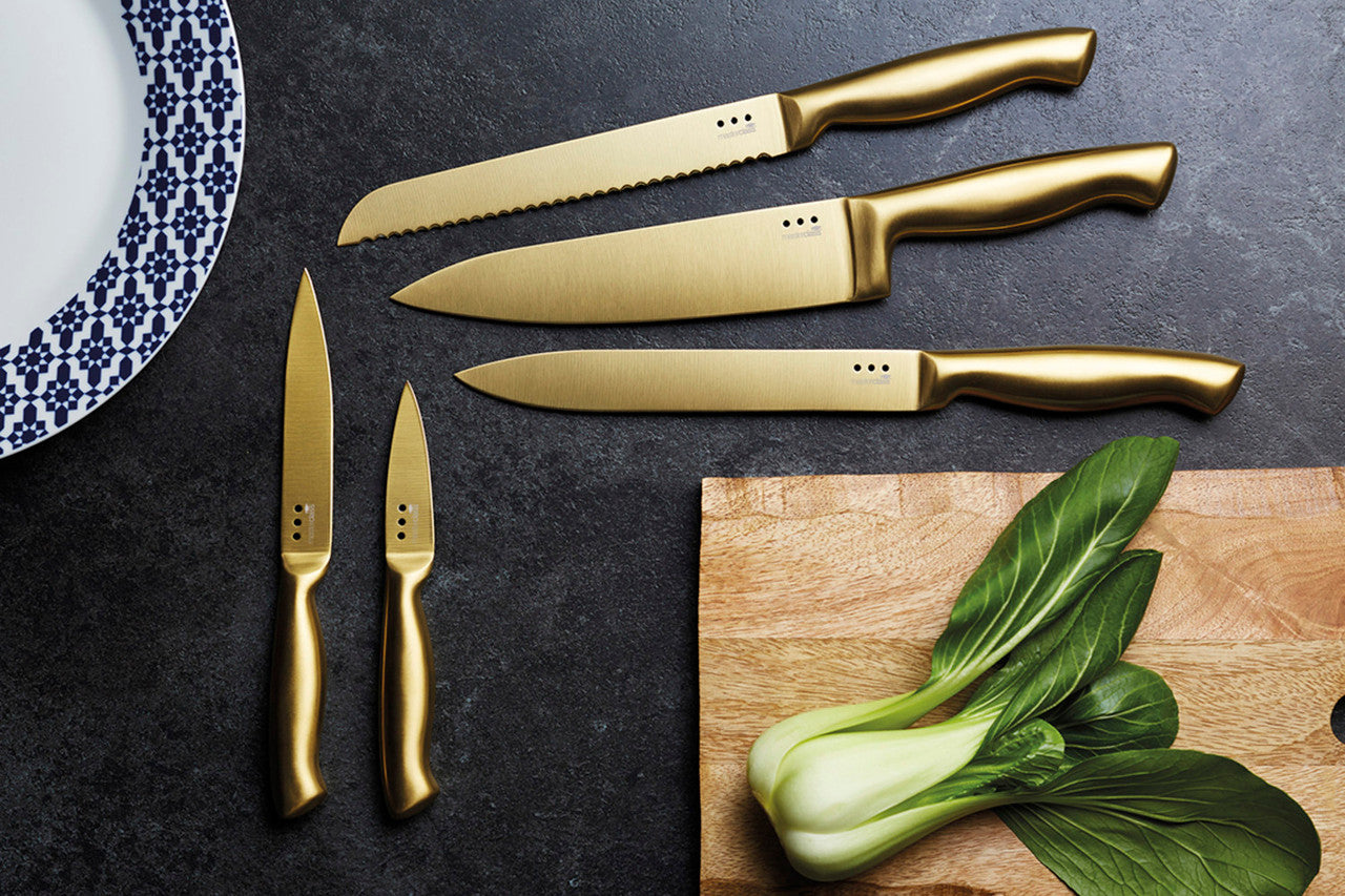 MasterClass Brass Effect 5 Piece Knife Block Set