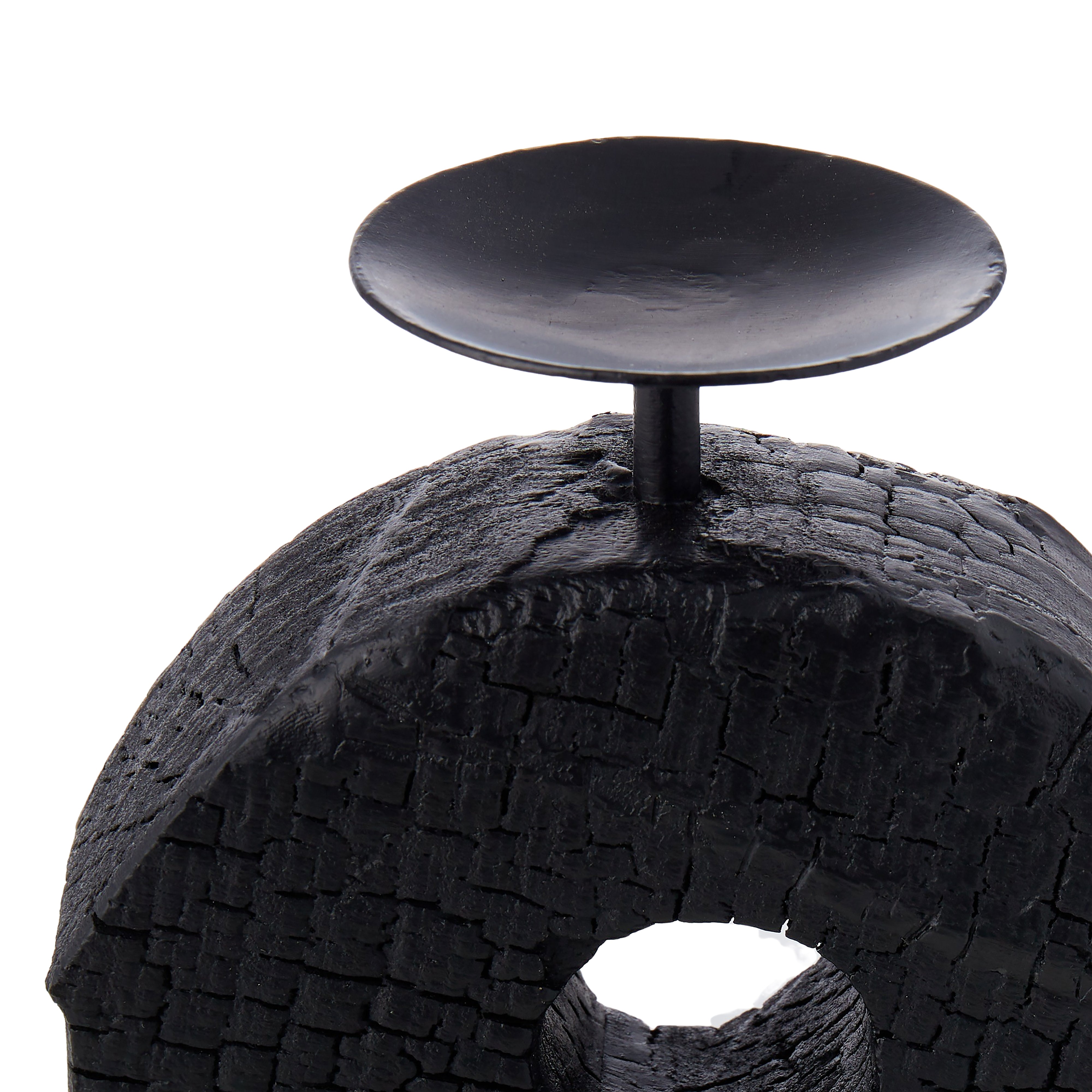 Grand Designs Charred Wood Single Ring Candle Holder
