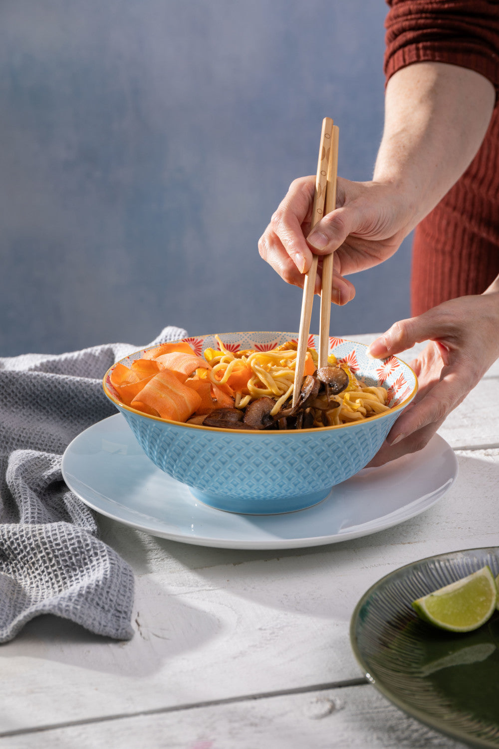 Mikasa Stoneware Ramen Bowl 21cm (Blue Mosaic)