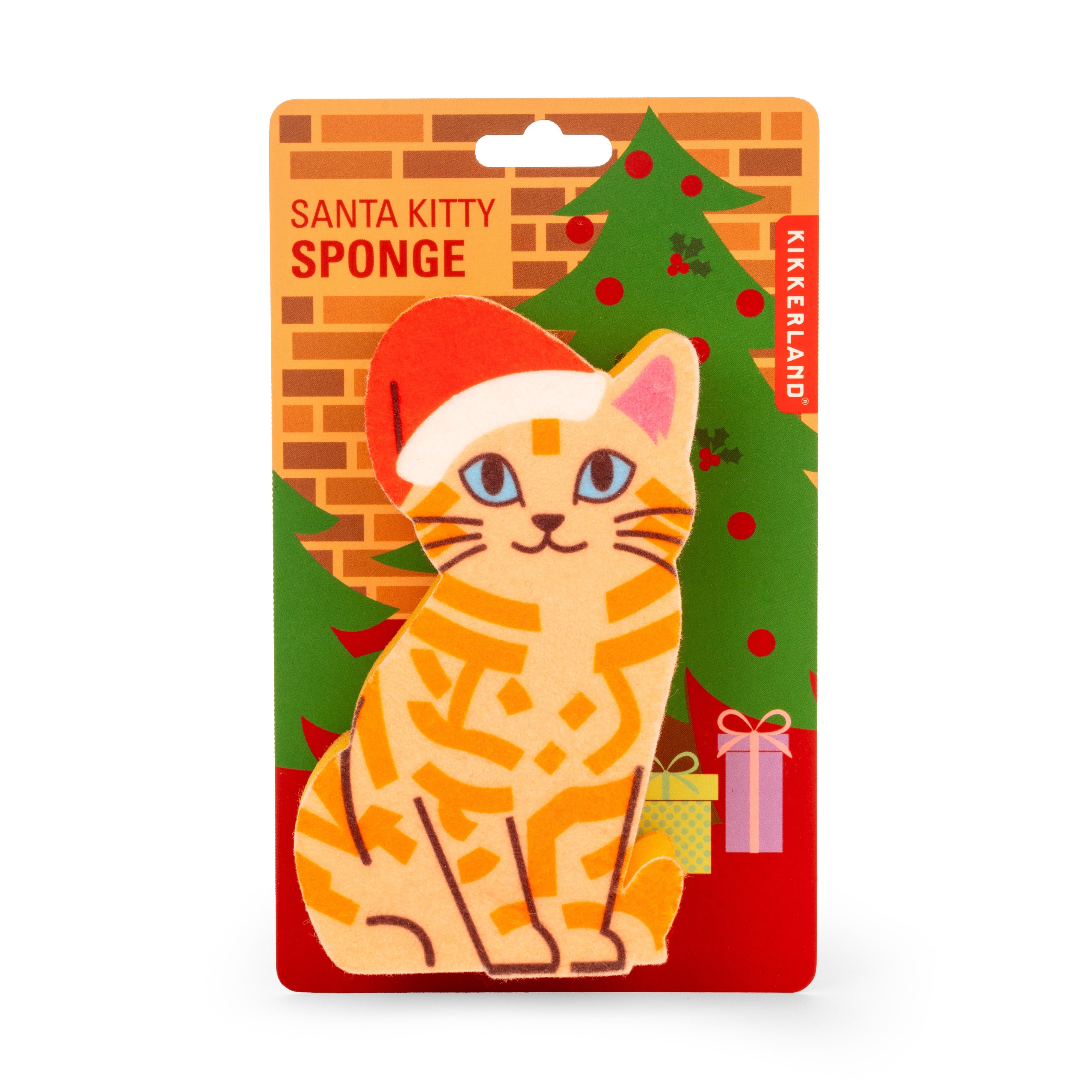 Kikkerland Santa Kitty Sponge Black