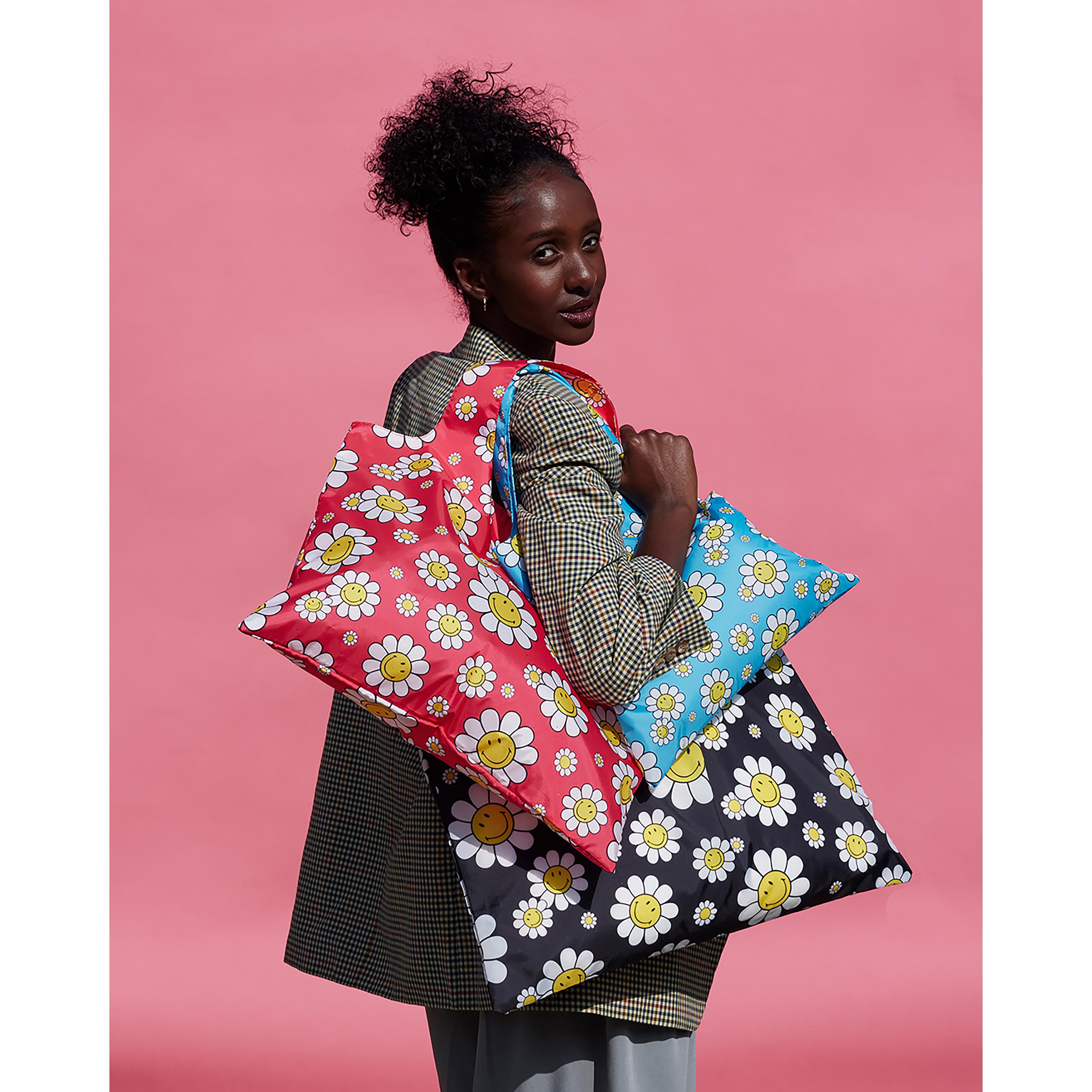 LOQI Smiley Flowers Tote Bag Aquarius