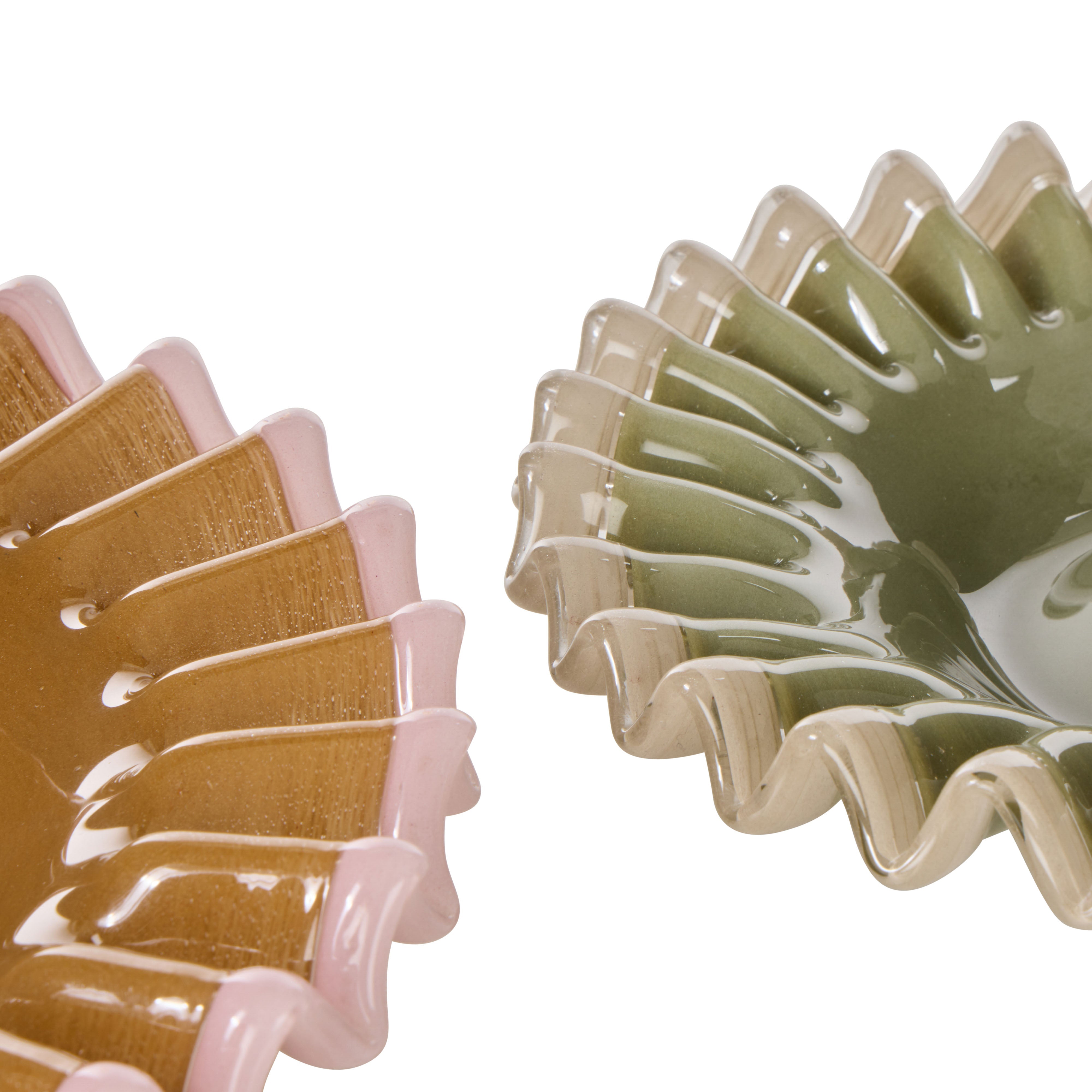 Amalfi Sigrid Frill Dish Large Mustard & Pink