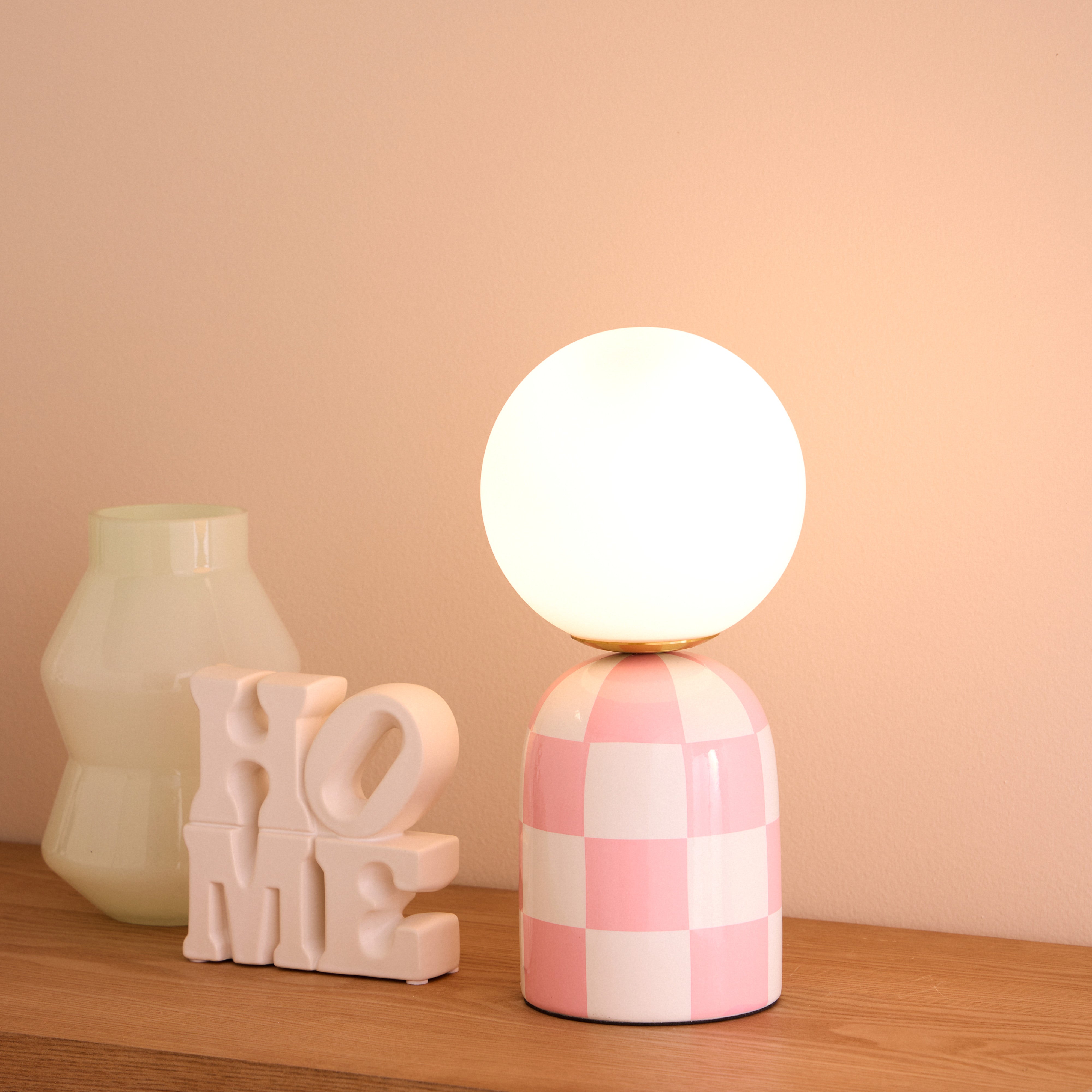 Emporium Archie Table Lamp Pink & White
