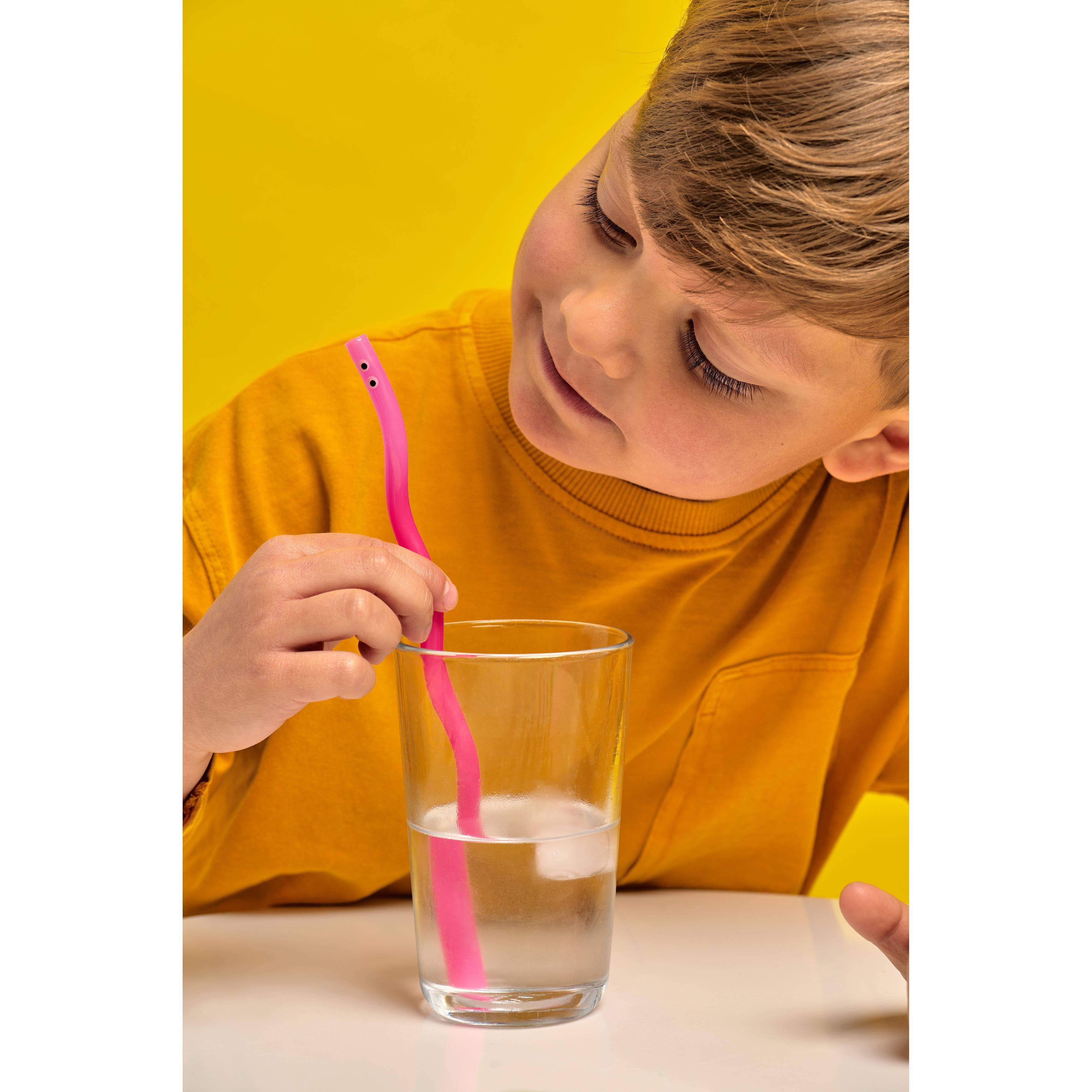 Kikkerland Wiggly Worm Colour Changing Straws 6 Piece Set Multi-Coloured