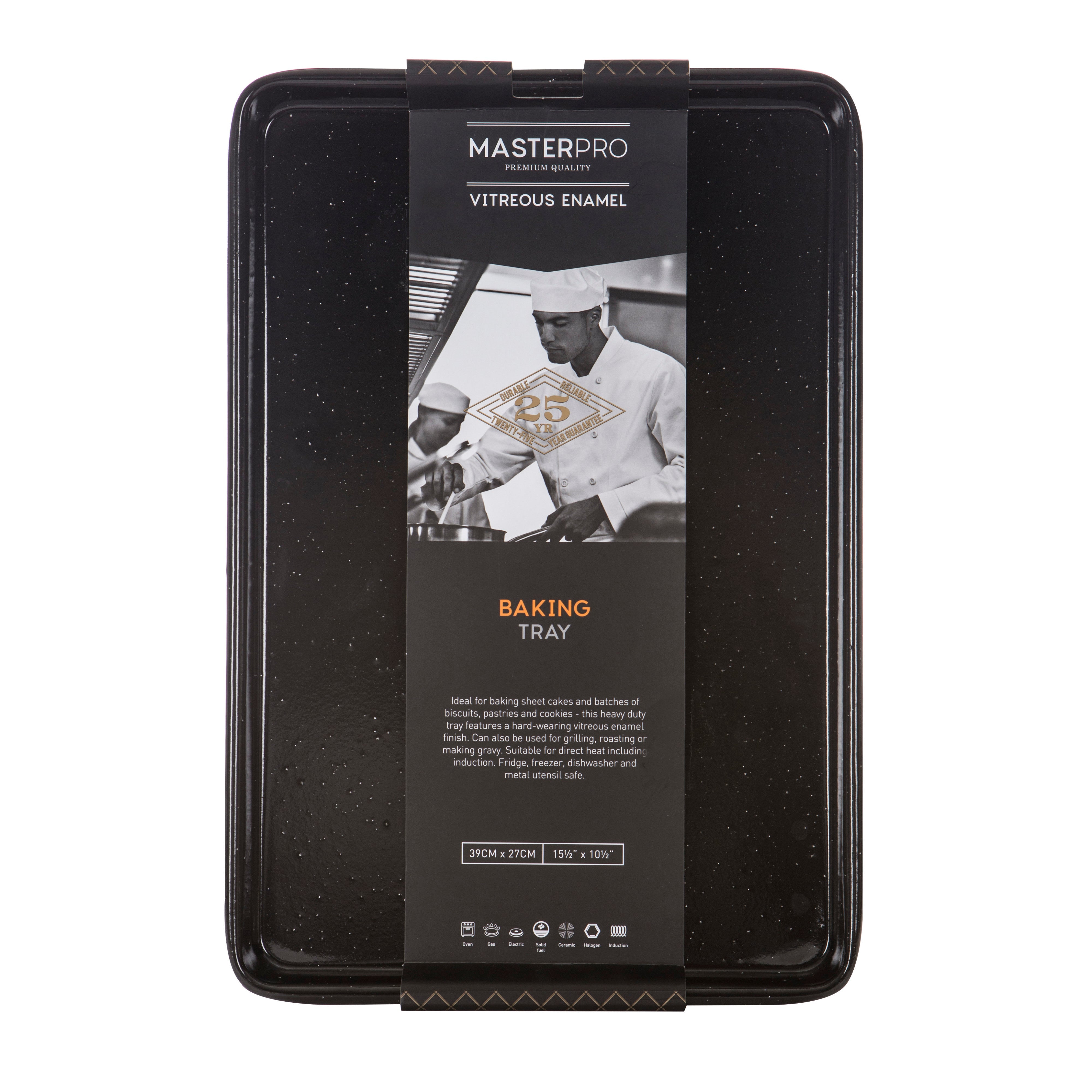 MasterPro Professional Vitreous Enamel Baking Tray 38x25cm