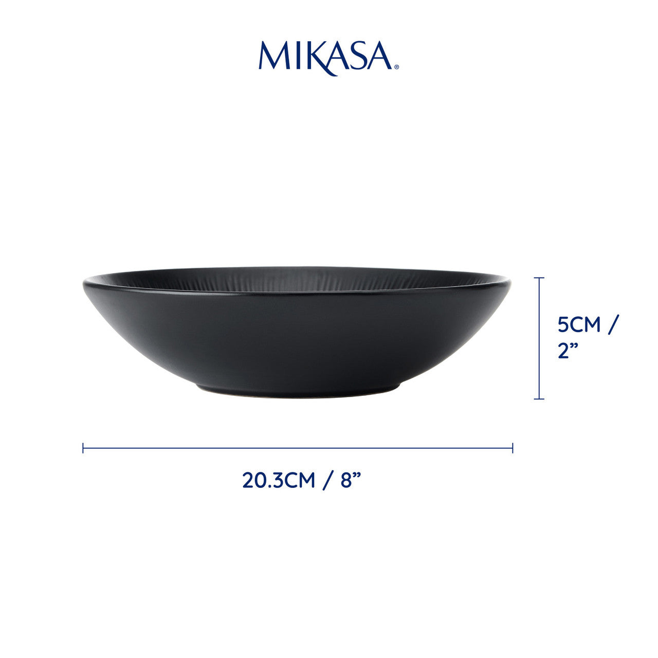 Mikasa Jardin Midnight Stoneware Pasta Bowl Set 4 Piece 20cm (Black)