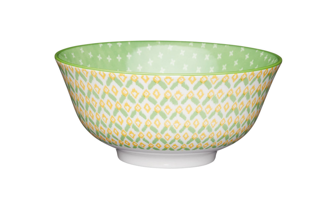 Mikasa Glazed Stoneware Bowl 15.5cm (Green Geometric)