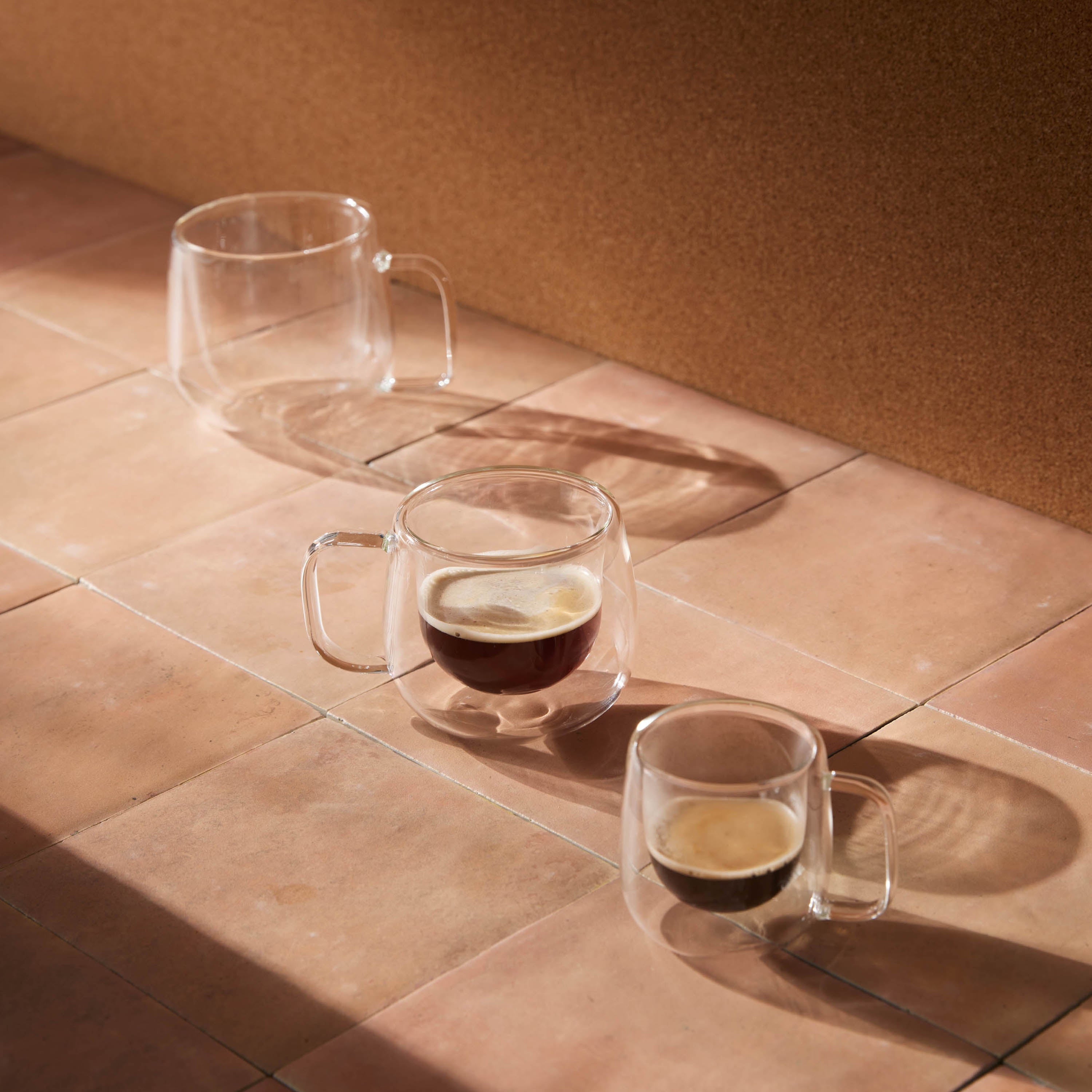 Leaf & Bean Double Wall Glass Mug 2 Piece Set 200ml Clear