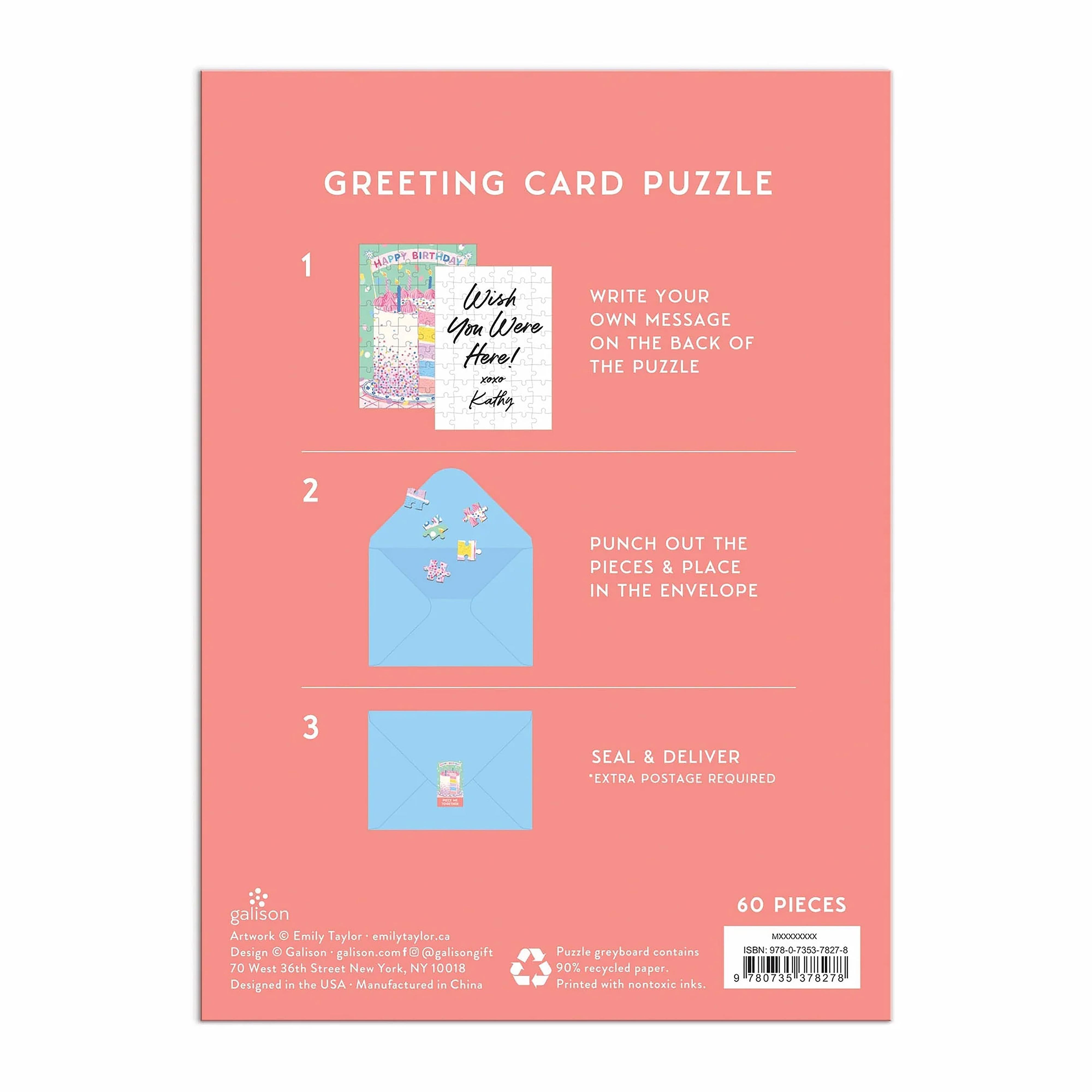 Galison Confetti Birthday Cake Greeting Card Puzzle