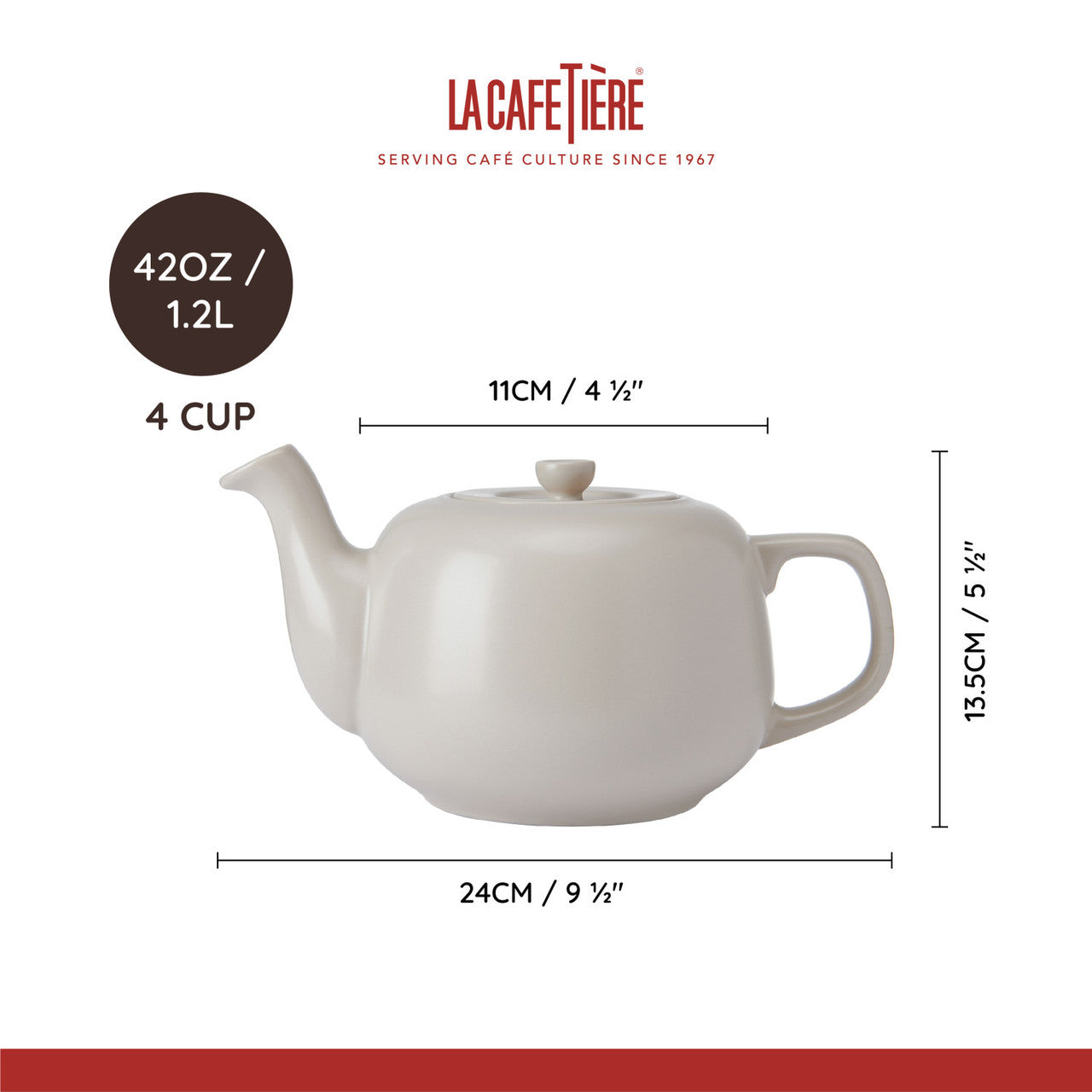 La Cafetière Ceramic Teapot 1.2L (Latte)