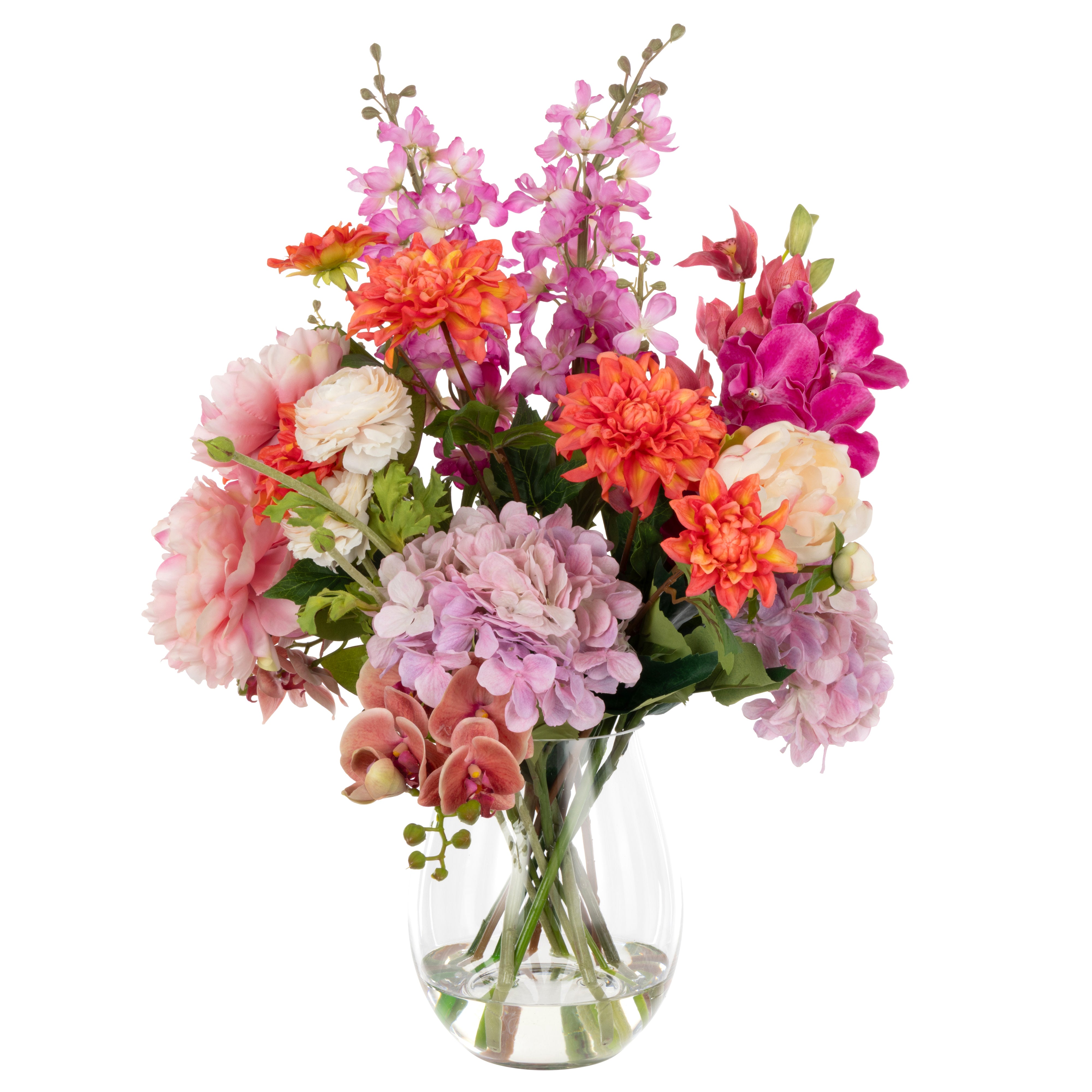 Rogue Peony Garden Mix - Glass Vase Pink & Orange