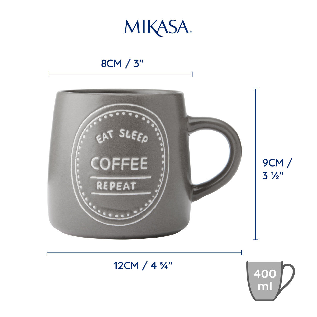 Mikasa Stoneware Mug 400ml (Eat Sleep Coffee)