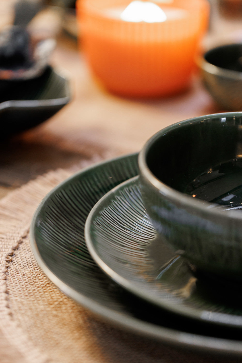 Mikasa Jardin Stoneware Side Plate Set 4 Piece 22cm (Green)