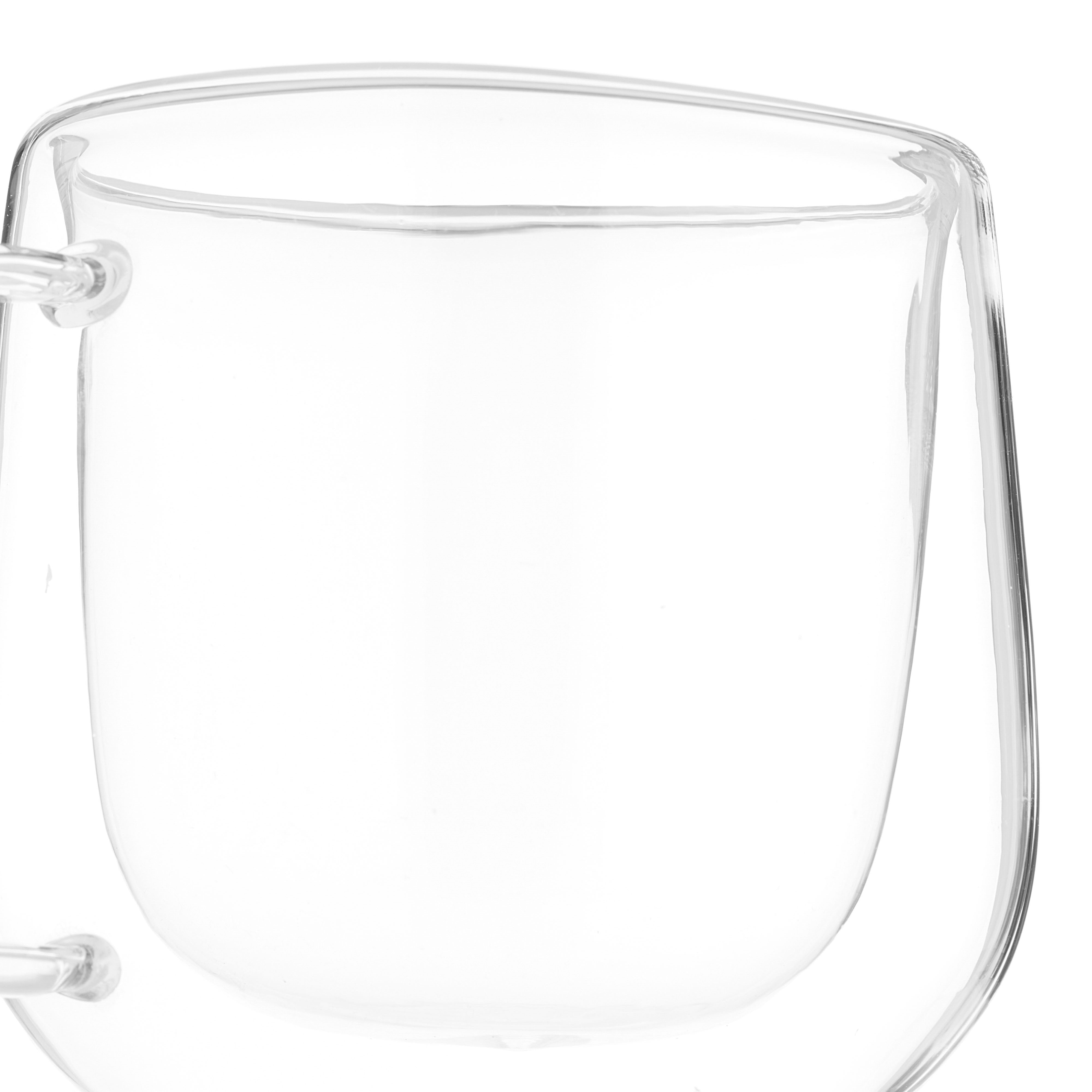 Leaf & Bean Double Wall Glass Mug 2 Piece Set 80ml Clear